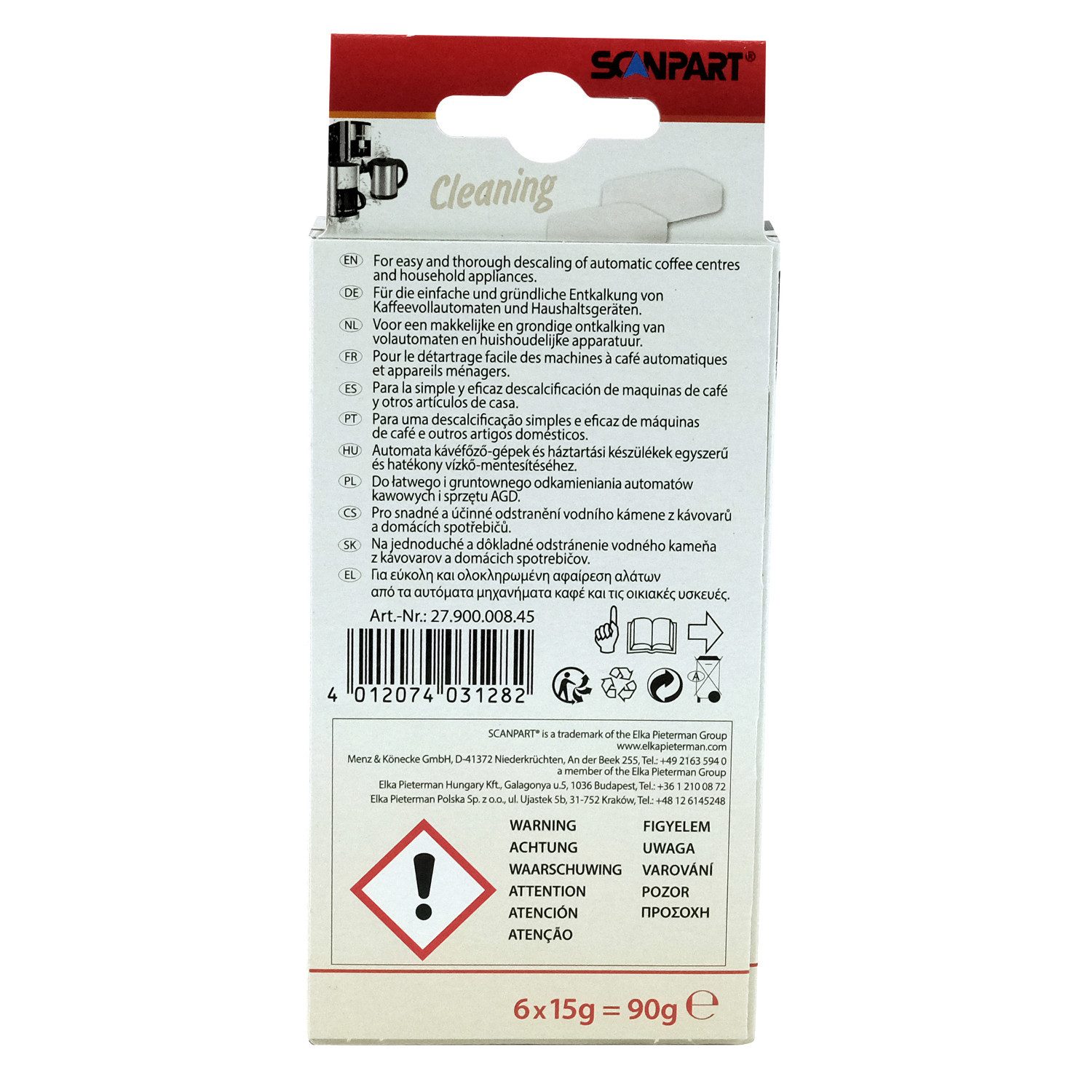 Scanpart Set mit Reinigungs- und Entkalkungstabletten Entkalkungstabletten (6 Tab. zum Entkalken + 10 Tab. zum Reinigen von Kaffeemaschinen)