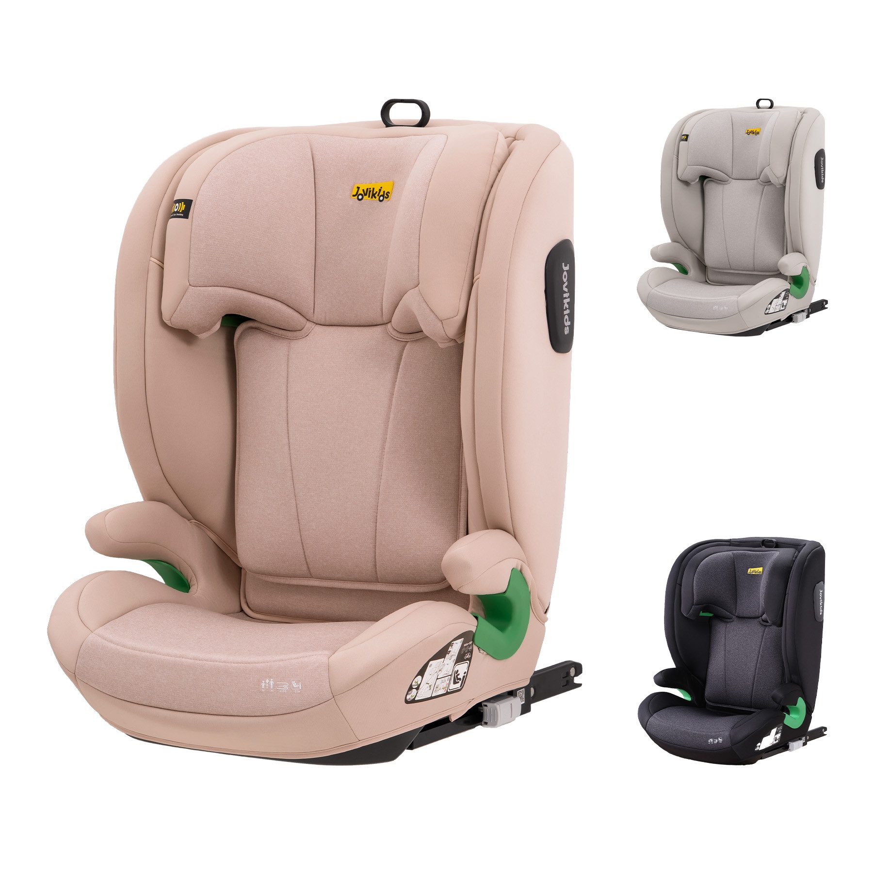 Jovikids Autokindersitz i-Size R129 Kinderautositz für Kinder von 3 bis 12 Jahren, ab: 3, bis: 12, ab: 100 cm, bis: 150 cm, (1-tlg), 100–150 cm mit ISOFIX, Seitenaufprallschutz & verstellbarer Kopfstütze