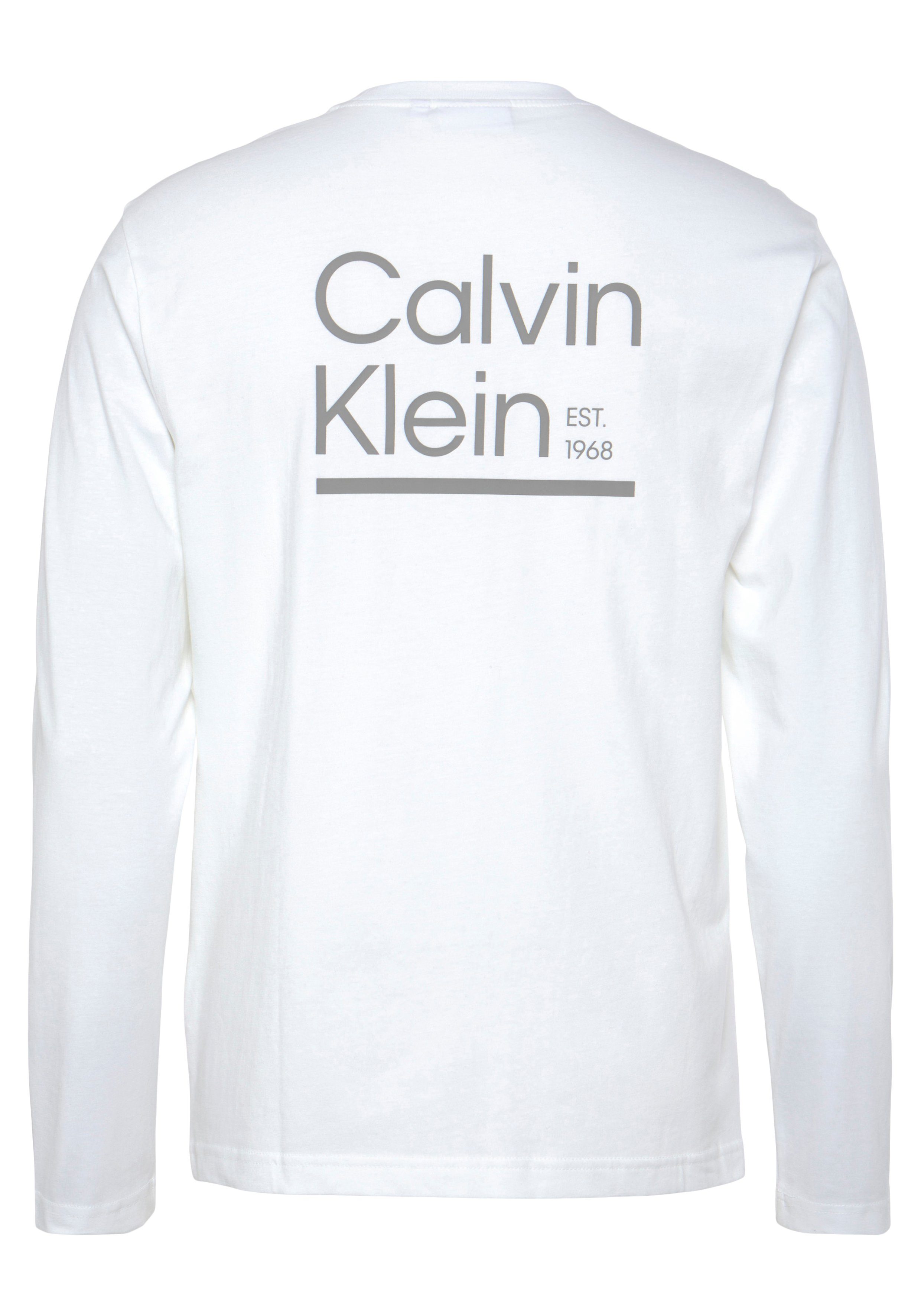 Calvin CONTRAST LS LOGO LINE Langarmshirt mit Klein White CK-Logodruck T-SHIRT Bright