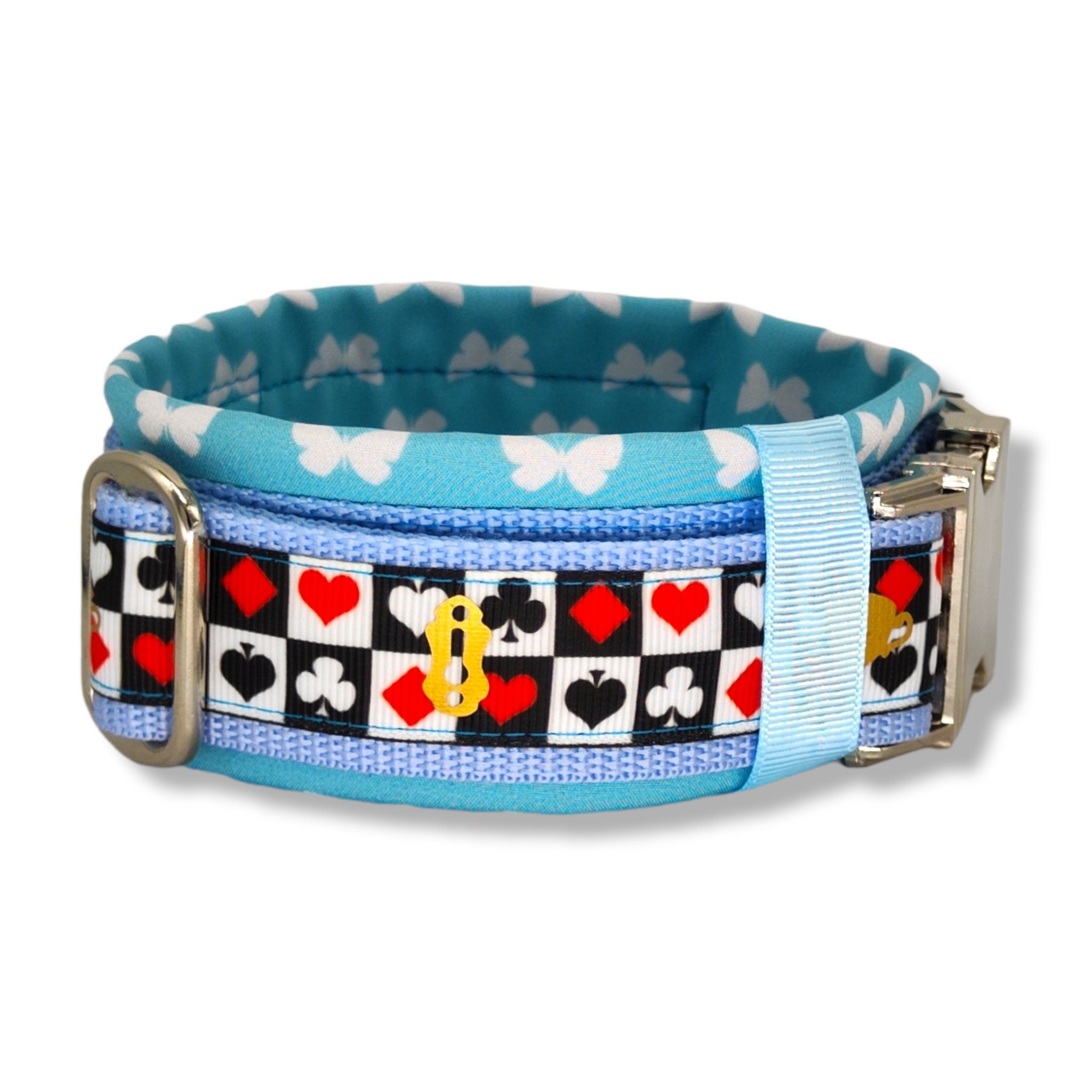 D by E Couture Hunde-Halsband "Wonderland I", gepolstert, verstellbar, 50mm breit, Handmade