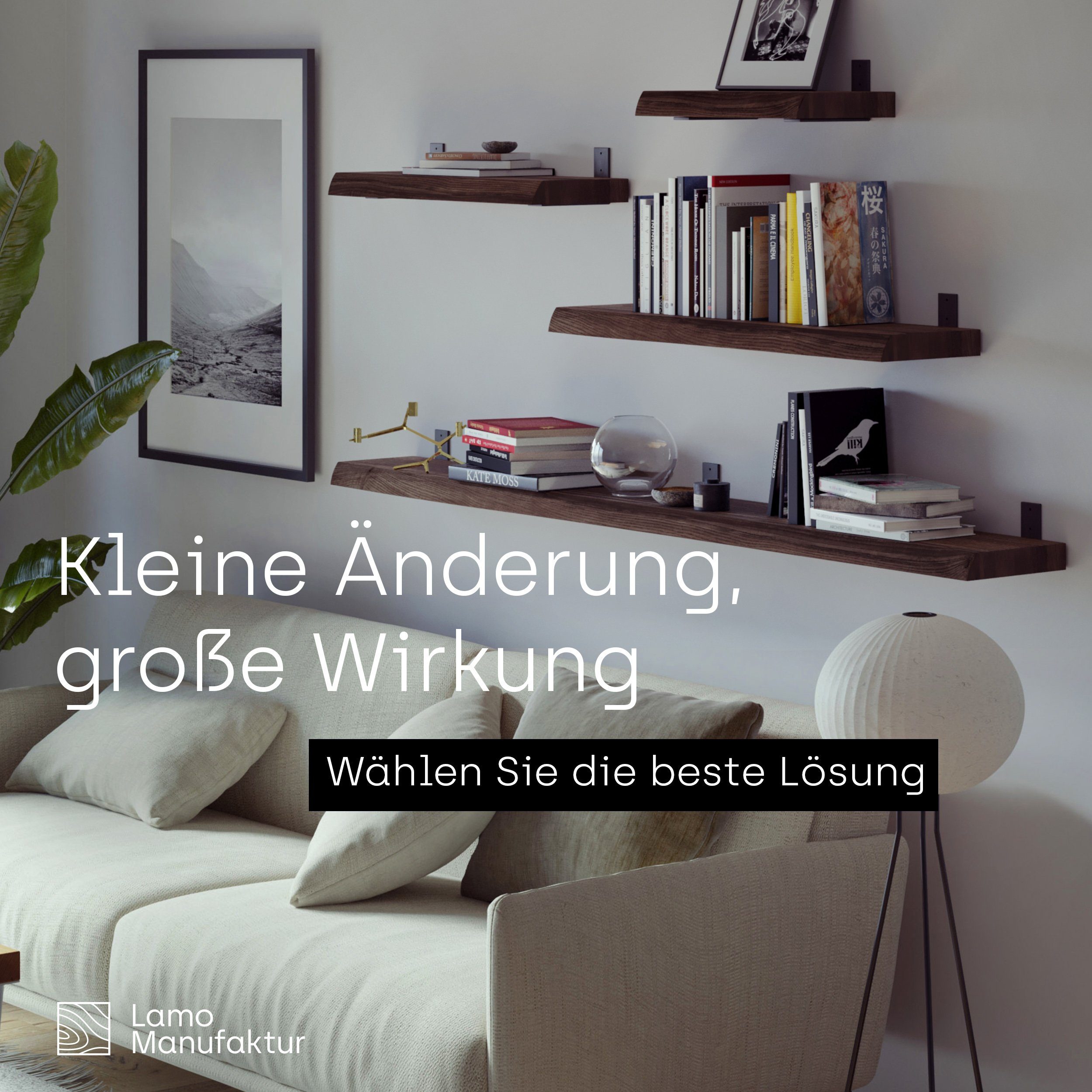 LAMO Manufaktur Wandregal Holz Baumkante Regal günstig online kaufen