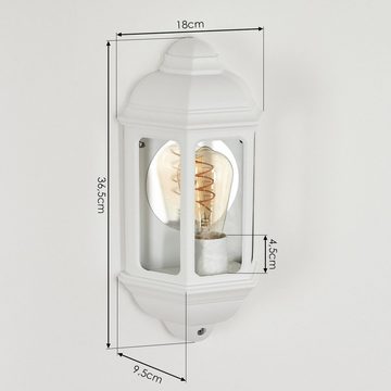 hofstein Außen-Wandleuchte »Fontalcinaldo« Außenleuchte aus Metall/Glas in Weiß/Klar, ohne Leuchtmittel, klassische Wandlampe für Terrasse/Eingangsbereich, 1xE27, IP43