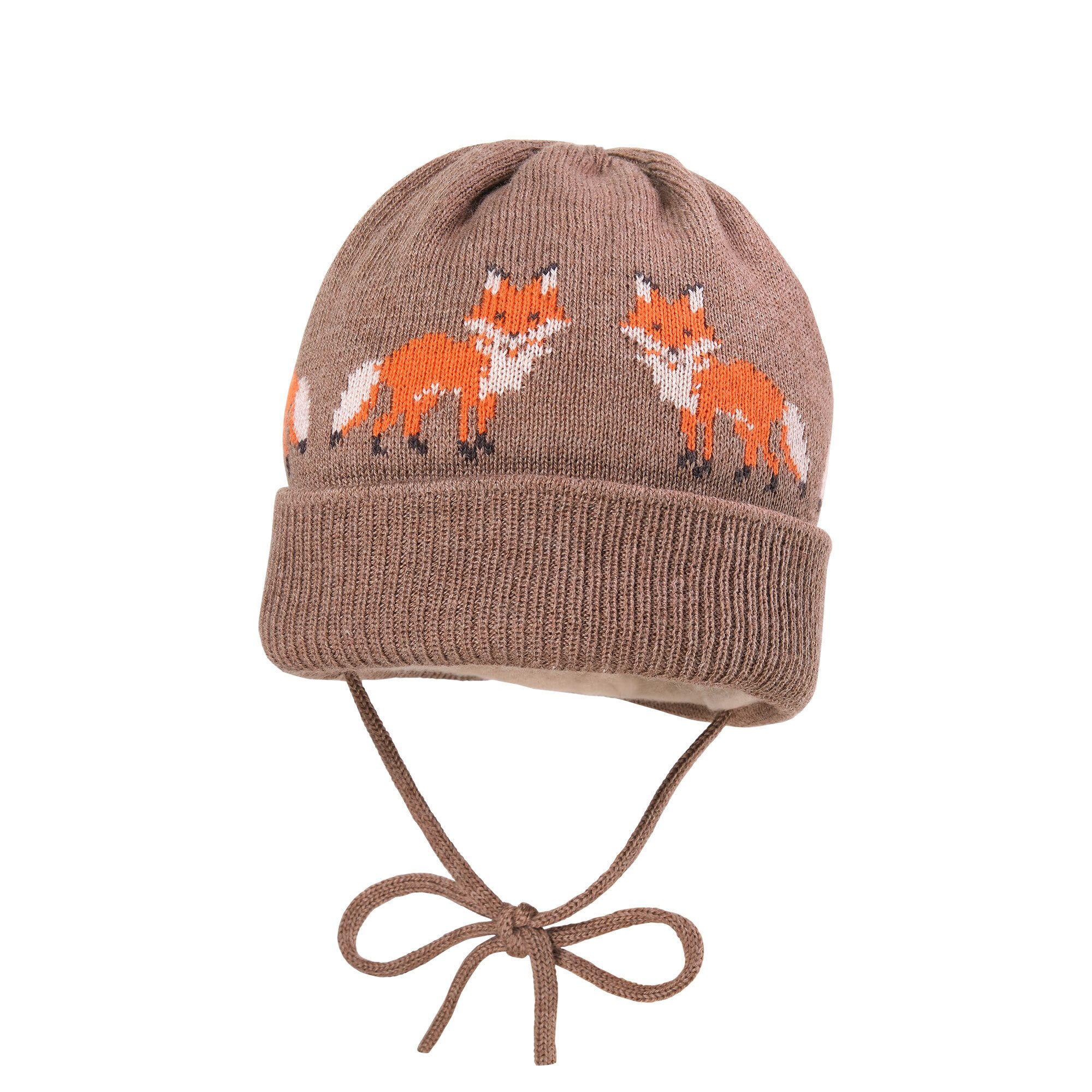 Strickmütze BABY BOY-Umschlagmütze, Fuchs Band, Futter