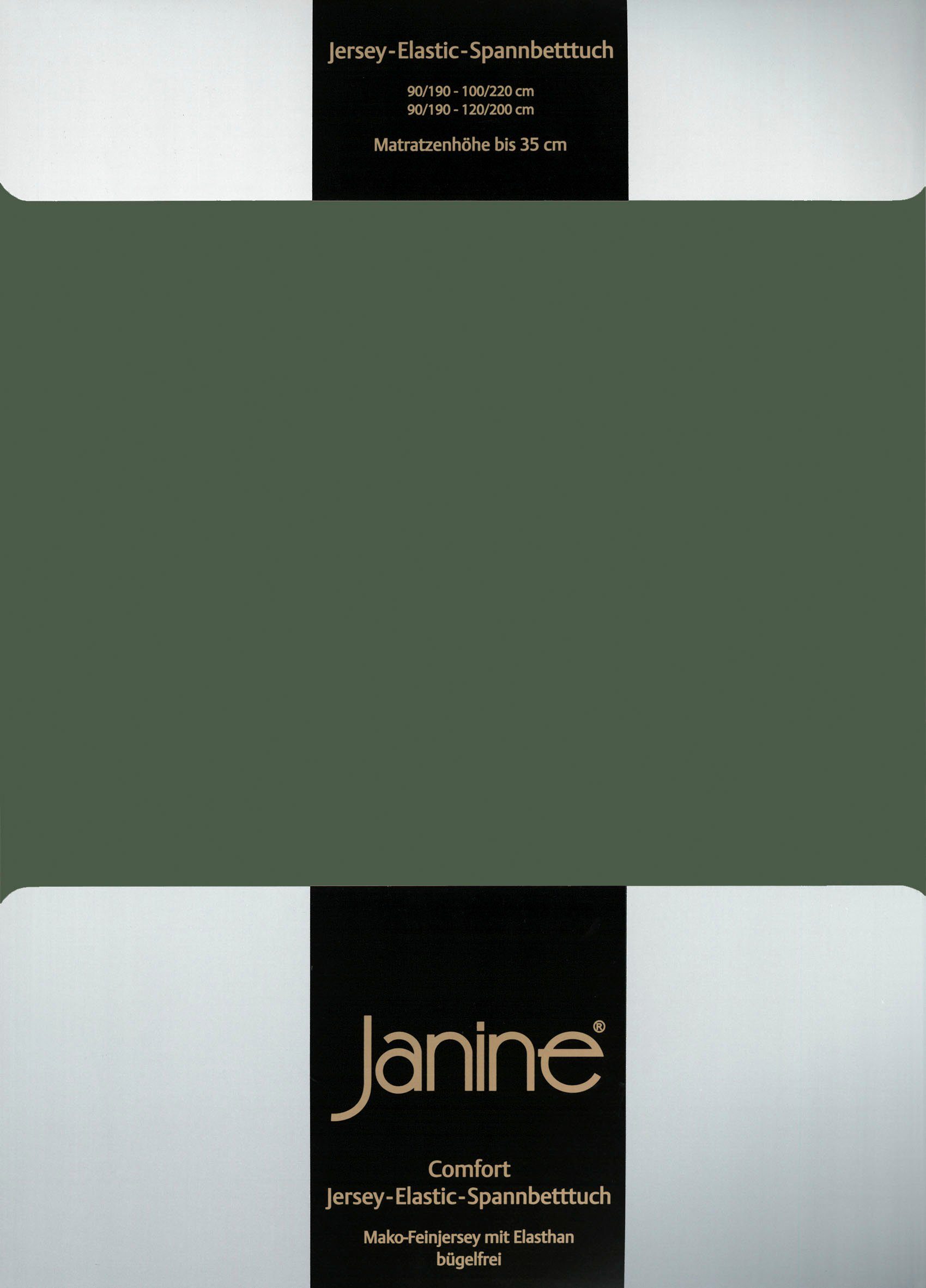Spannbettlaken ELASTIC 5002, Janine, Jersey-Elasthan, Gummizug: rundum, (1 Stück), für Matratzen bis 35 cm Höhe, 95% Baumwolle, hochwertig, langlebig olivgrün