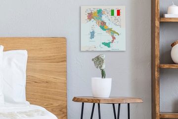 OneMillionCanvasses® Leinwandbild Karte von Italien, (1 St), Leinwand Bilder für Wohnzimmer Schlafzimmer