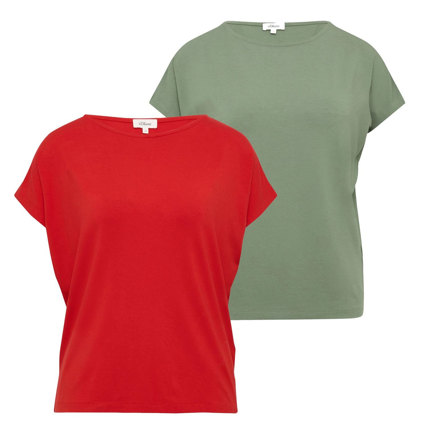 s.Oliver T-Shirt (Set) Fließendes Jersey-Shirt, überschnittene günstig online kaufen