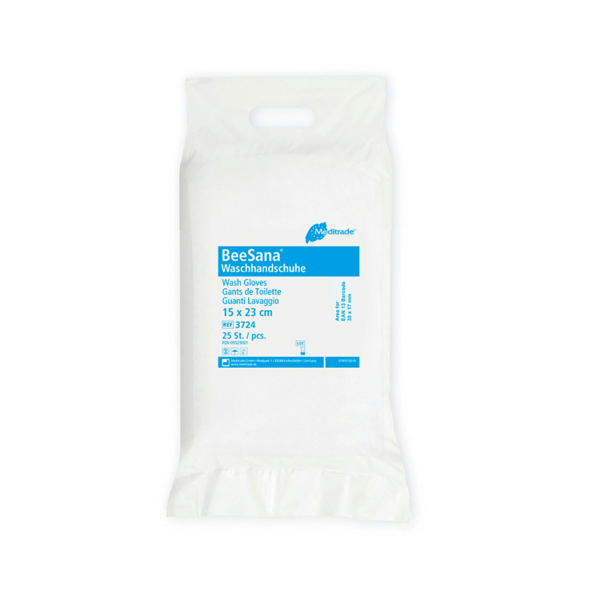 Einmal-Waschhandschuh Meditrade - BeeSana® Waschhandschuh - Molton/Soft, 25 Stk / Pkg