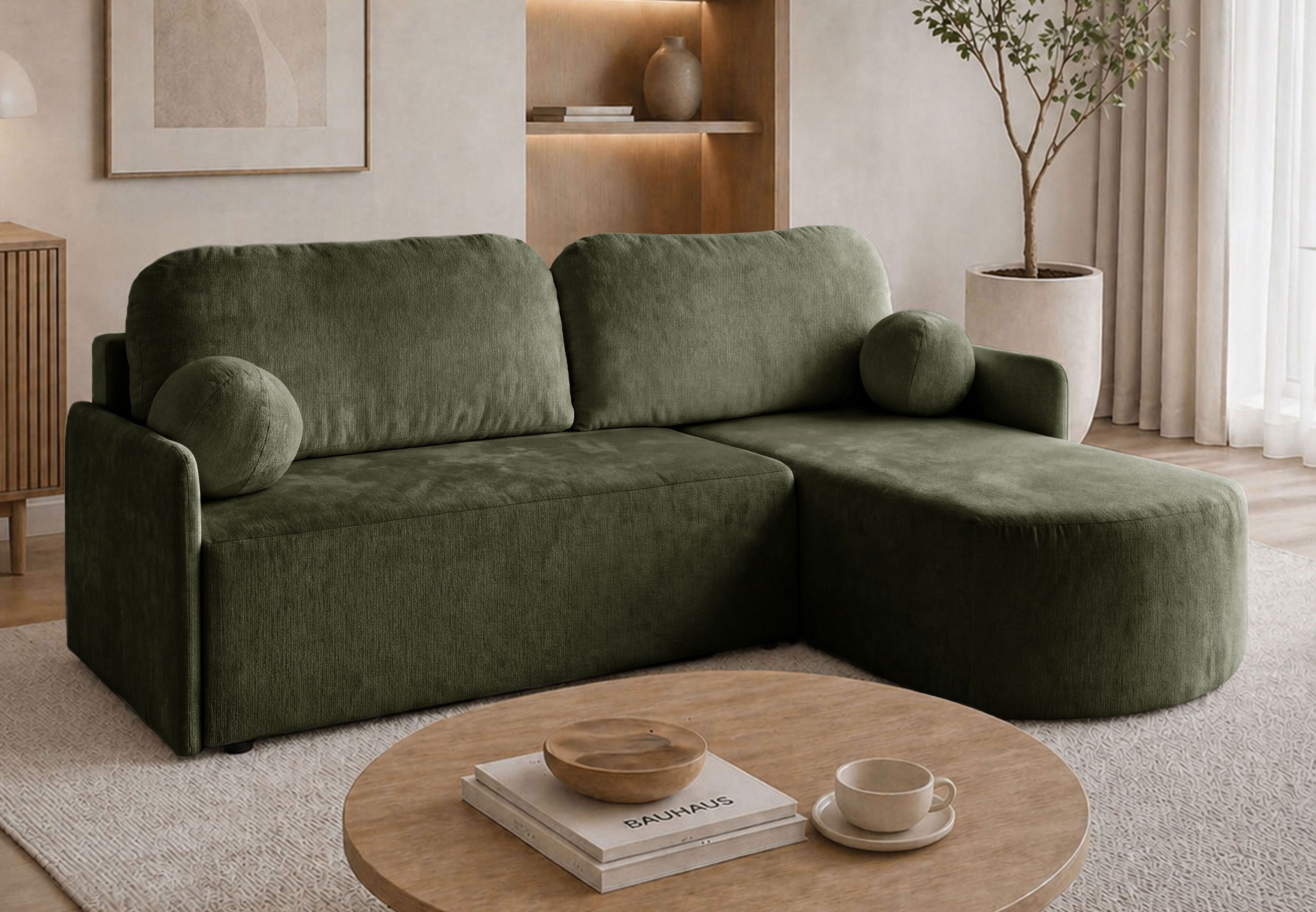 Lookway Ecksofa BLISS mit Schlaffunktion und Bettkaste, 212x160x95 cm