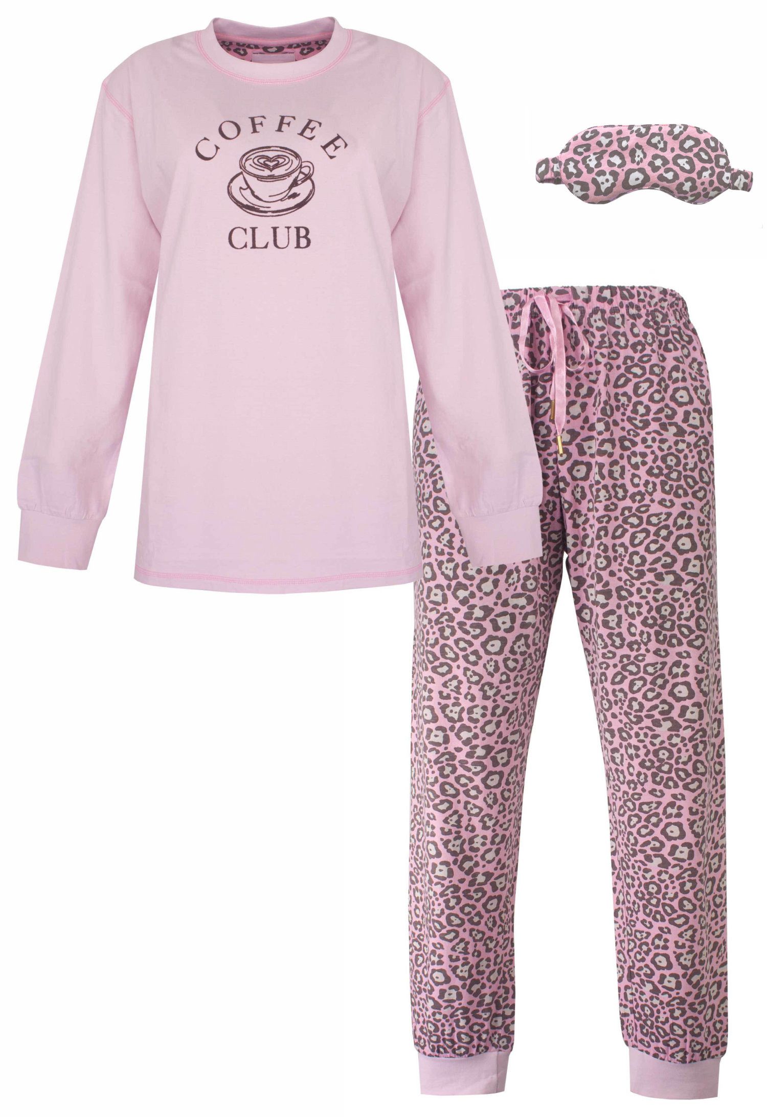 Irresistible Schlafanzug Damen Pyjama mit Schlafmaske (3 tlg) Baumwolle