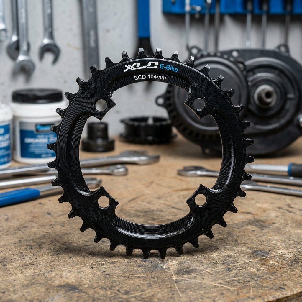 XLC Fahrradpedale XLC E-Bike Kettenblatt für Mittelmotor Stahl BCD 104mm, 32 Zähne, 117g