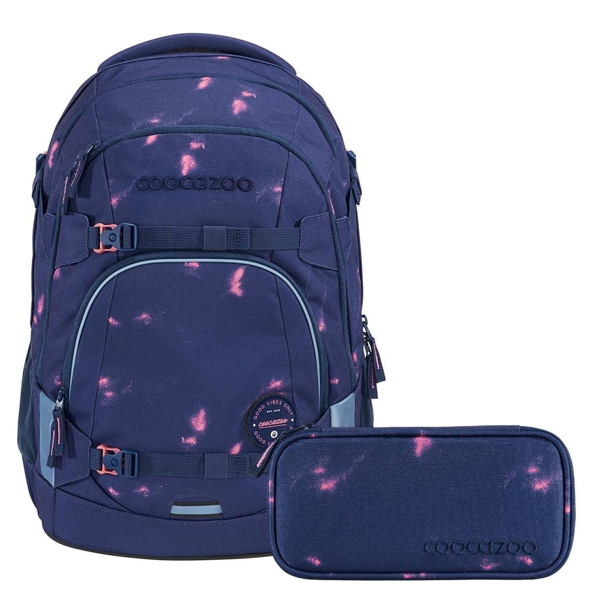 coocazoo Schulranzen Schulrucksack-Set MATE Arctic Midnight 2-teilig (Rucksack, Mäppchen), ergonomisch, reflektiert, Körpergröße: 135 - 180 cm