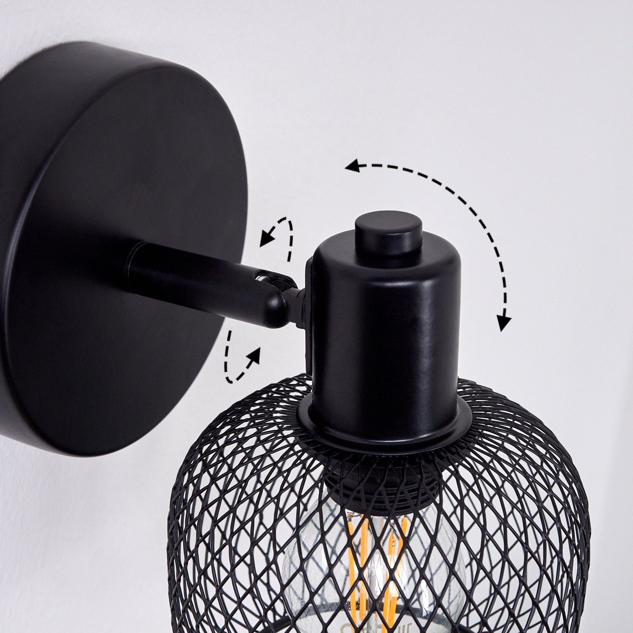 hofstein Wandleuchte »Lesa« aus runde Schirm schwarz, in Zimmerlampe erzeugt Metall Leuchtenkopf, verstellbaren Leuchtmittel, E14, mit ohne Lichteffekt