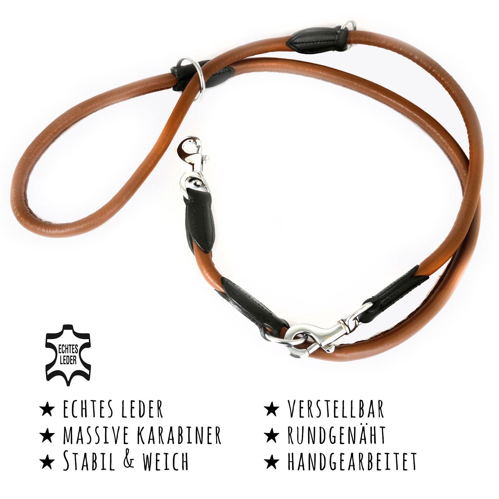 Thumbnail - Monkimau Hundeleine Verstellbare Führleine aus echt Leder, Leder (Packung)