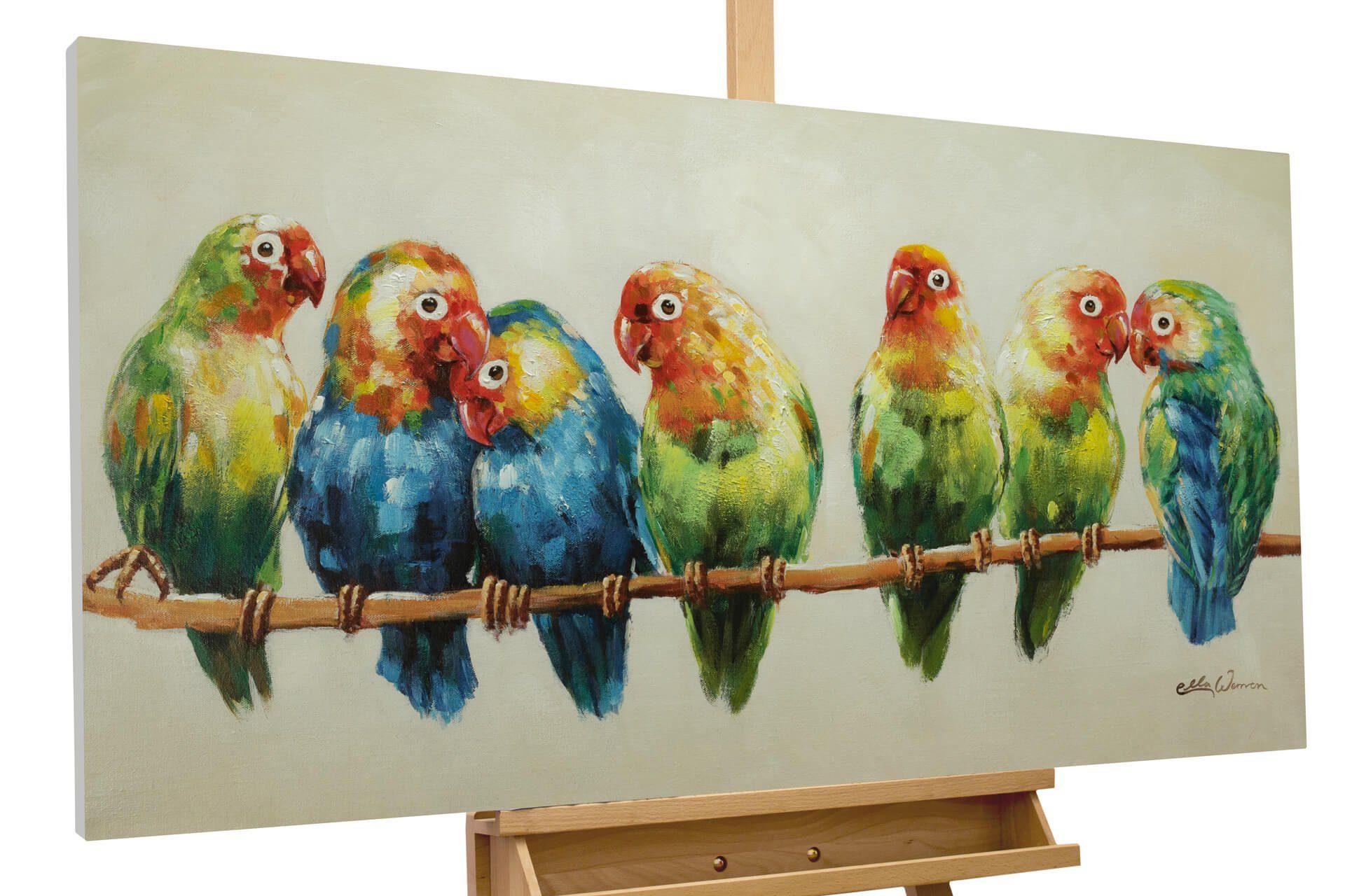 KUNSTLOFT Gemälde Flock Together 120x60 cm, Leinwandbild 100% HANDGEMALT Wandbild Wohnzimmer