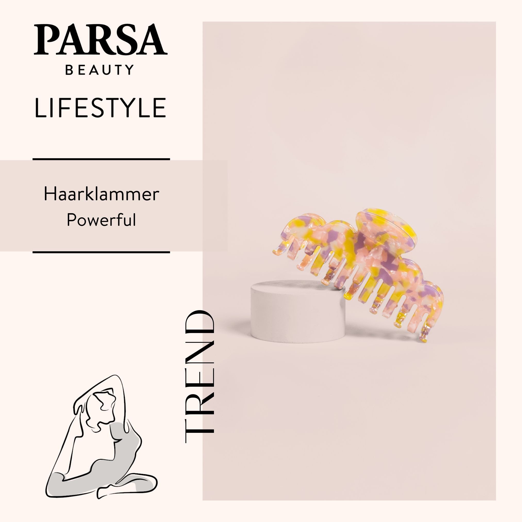 PARSA Beauty Haarklammer Lifestyle Pure Balance Haarklammer mit Doppelverzahnung, Groß