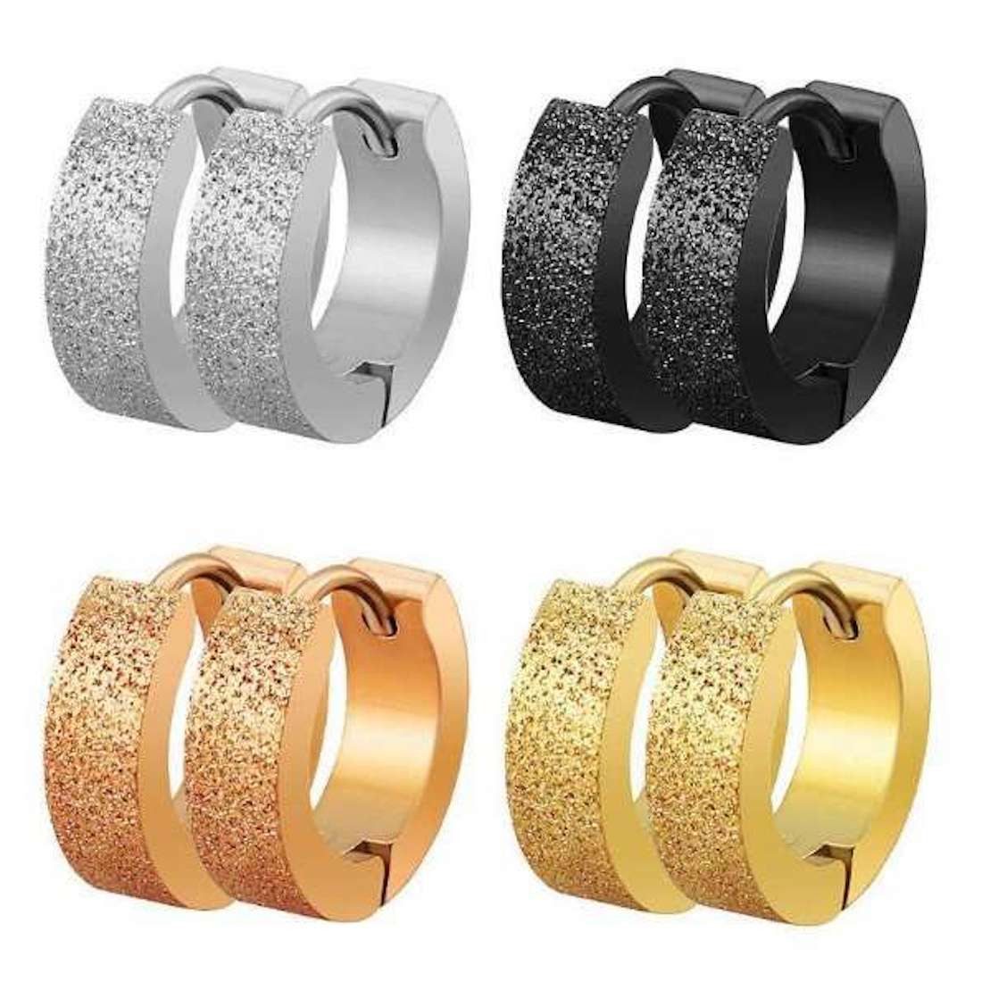 Taffstyle Paar Creolen Schmuck Ohrringe Creolen Huggie Klappverschluss sandgestrahlt Rosegold (zum Geburtstag Weihnachten Valentinstag), Klassische Ohrringe Cre – Bild 3 von 3