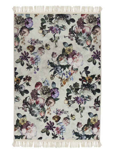 Teppich Fleur, Essenza, rechteckig, Höhe: 6 mm, sehr weicher Flor, mit Blumenprint