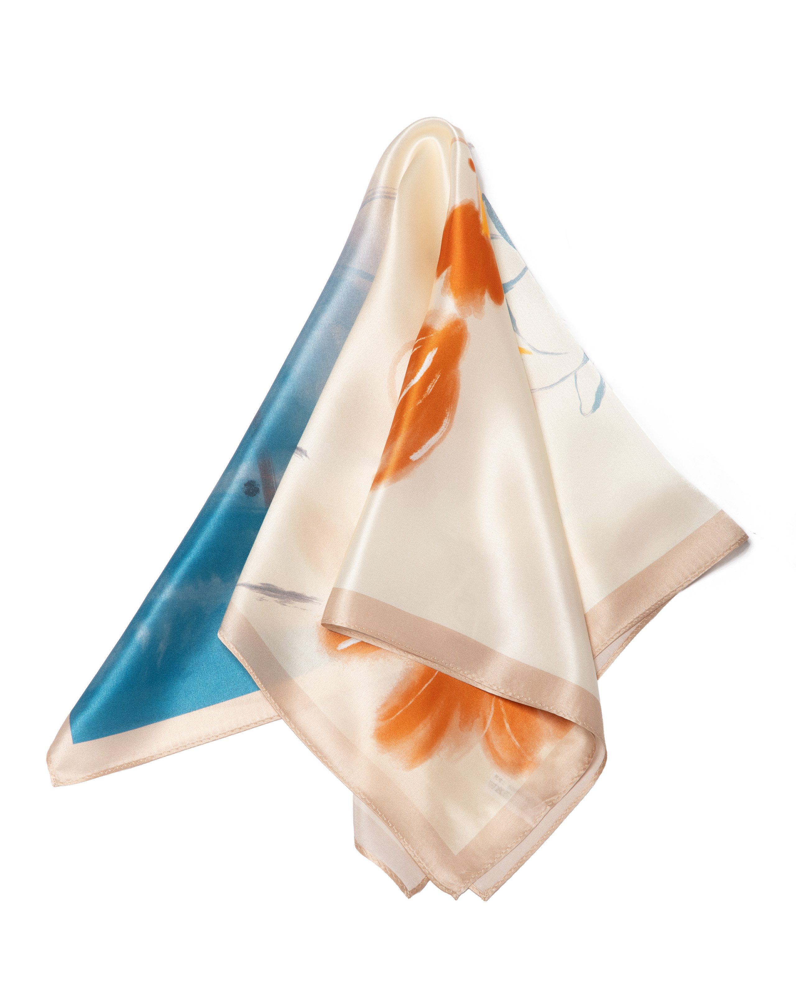 Seidentuch Seidentuch Premium quadratisch Lotus und Goldfisch 53x53