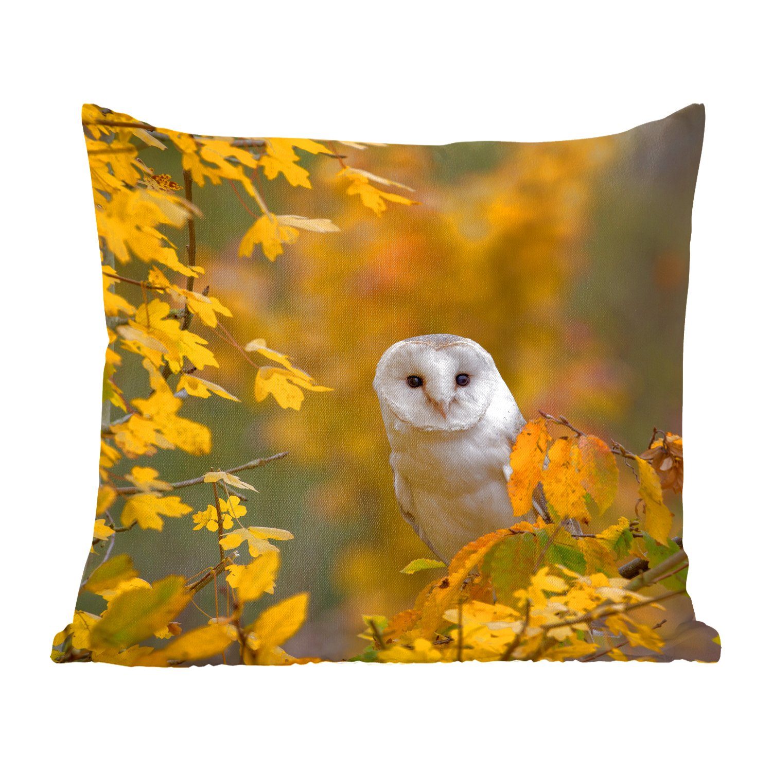 MuchoWow Dekokissen Vogel - Eule - Herbst, Zierkissen mit Füllung für Wohzimmer, Schlafzimmer, Deko, Sofakissen