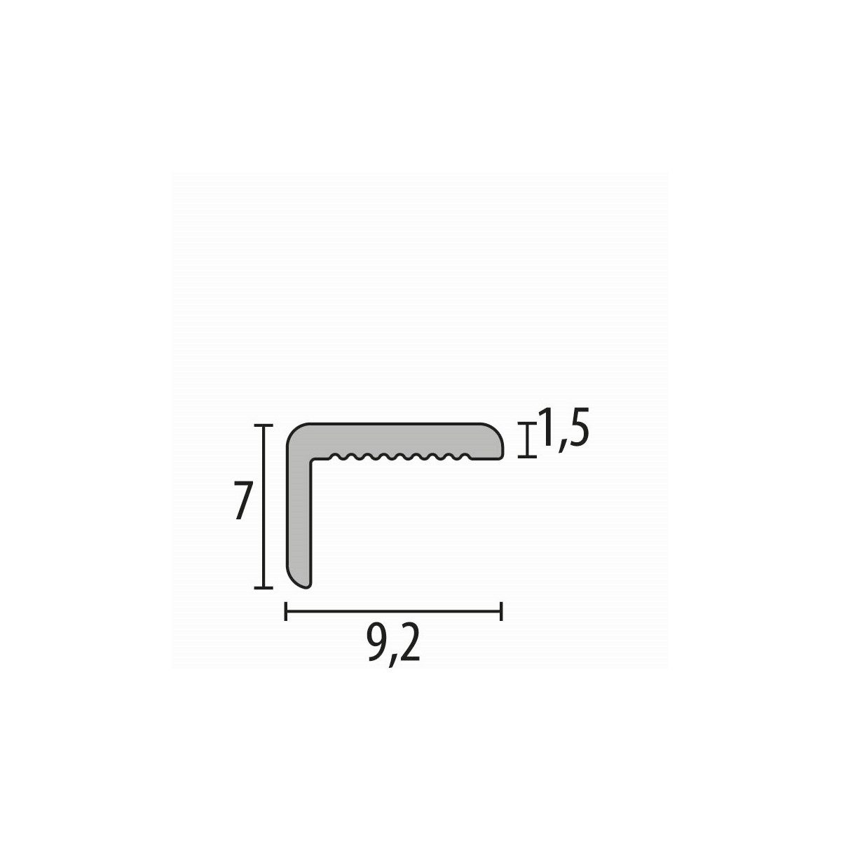 Küberit Treppenkantenprofil 7 x 9.2 x 2550 mm Winkelprofil Schwarz RAL 9005 Ungebohrt Aluminium