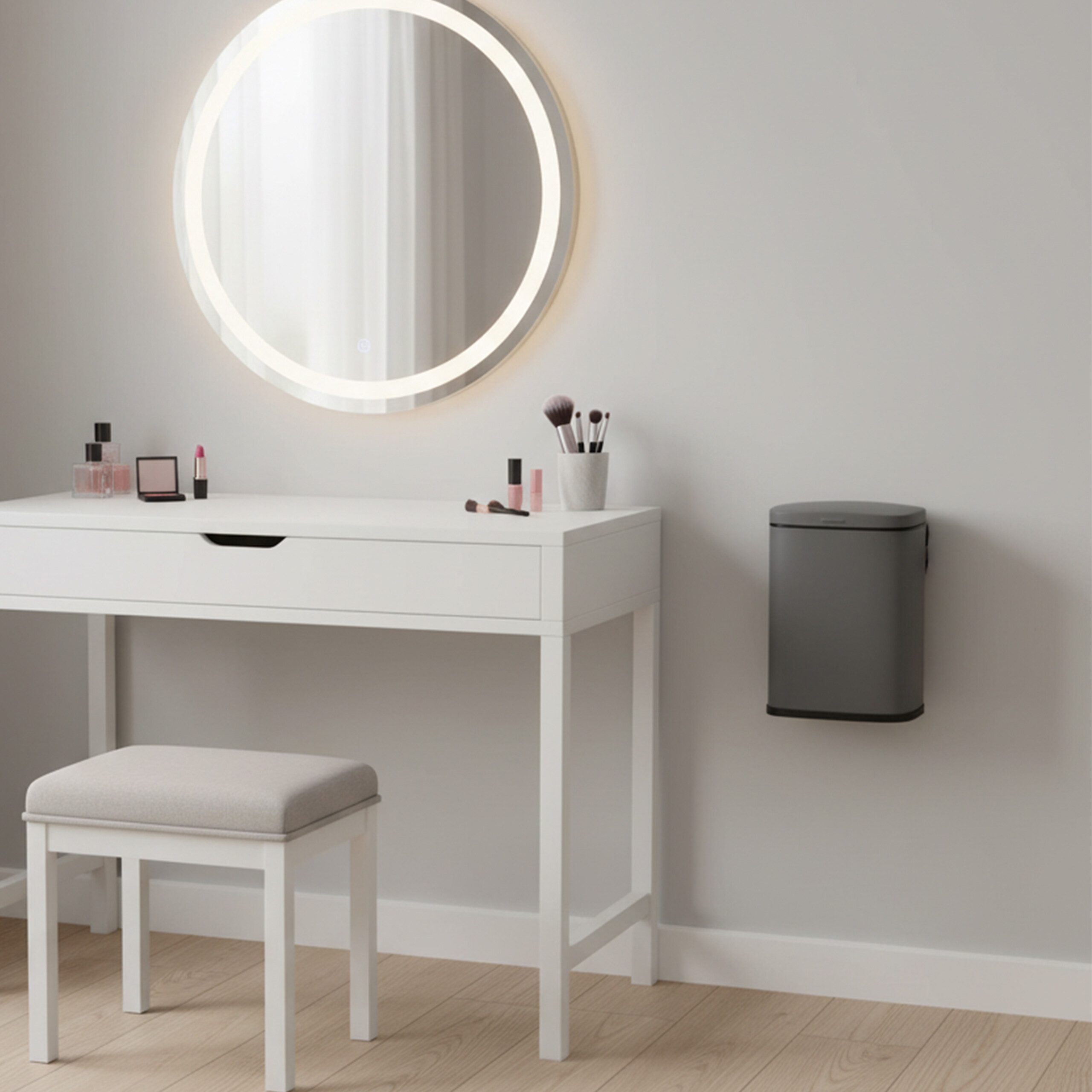 relaxdays Kosmetikeimer Wandmontage 3 Liter, grau