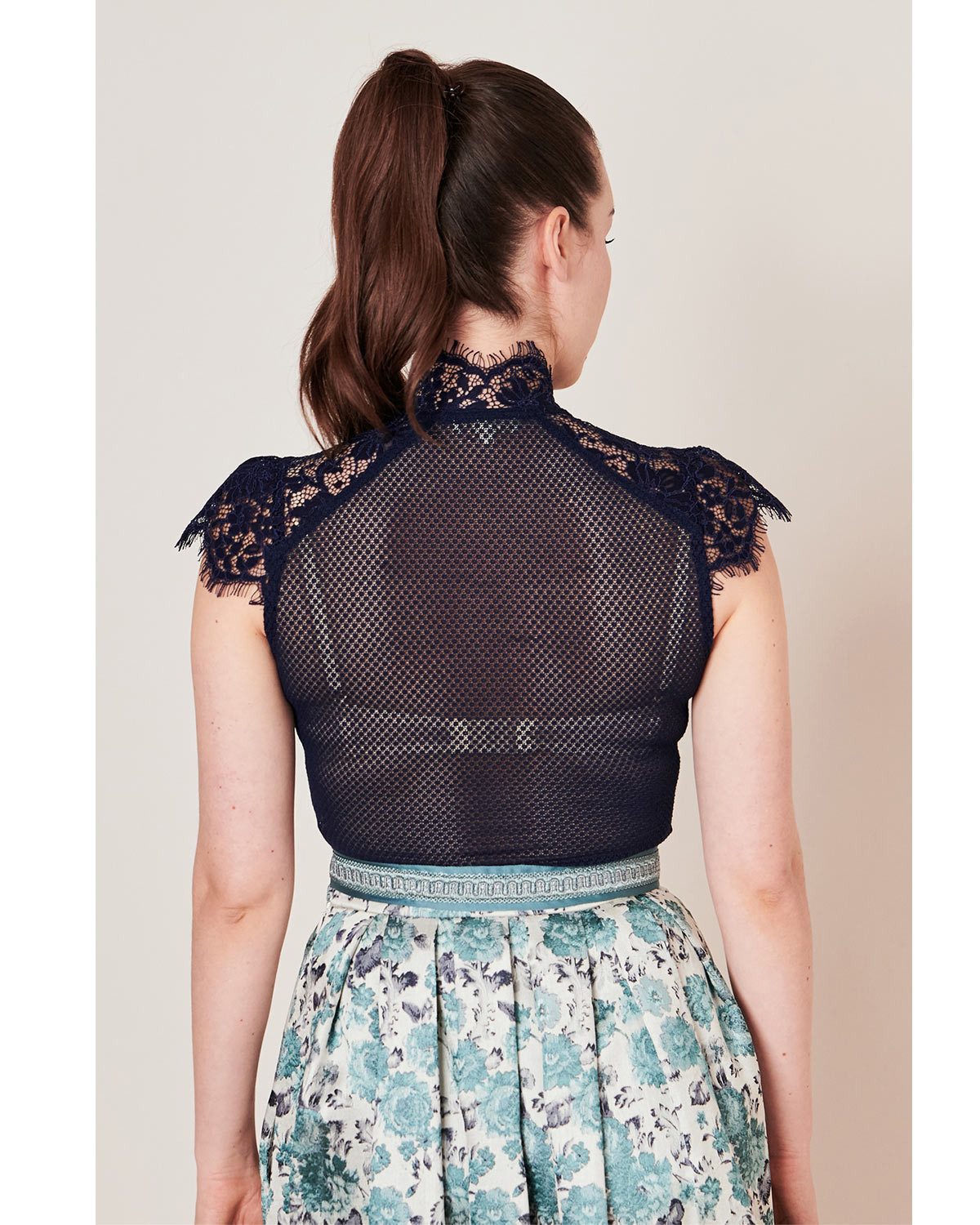 KRÜGER COLLECTION Body Trachtenshirt 'Millie' mit Spitze 282165, Marine