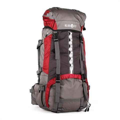 KLARFIT Rucksack Heyerdahl Trekkingrucksack 70 Liter Toploader X-Transition rot