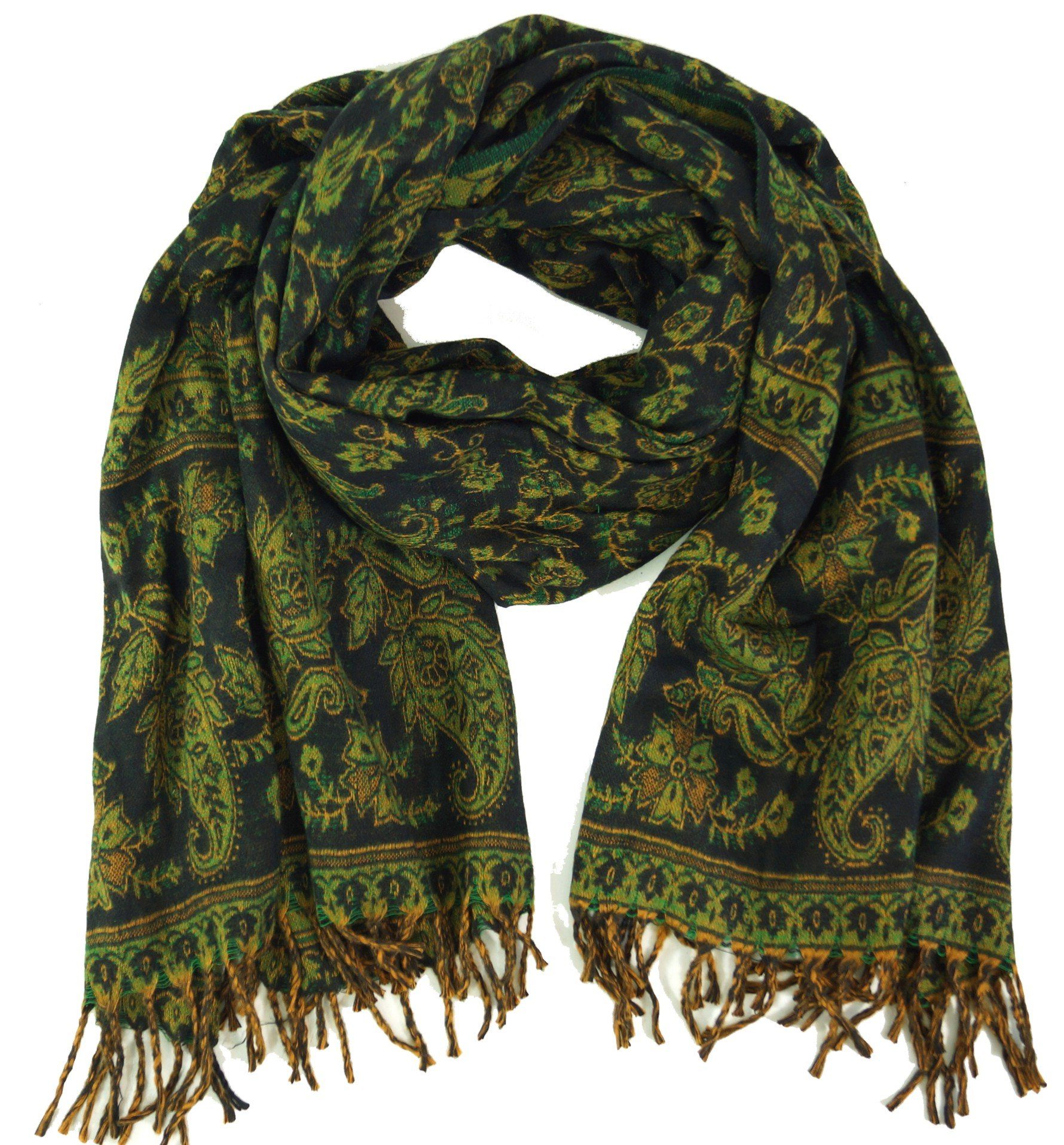 Halstuch Weicher Schal Stola mit Paisley Muster - grün