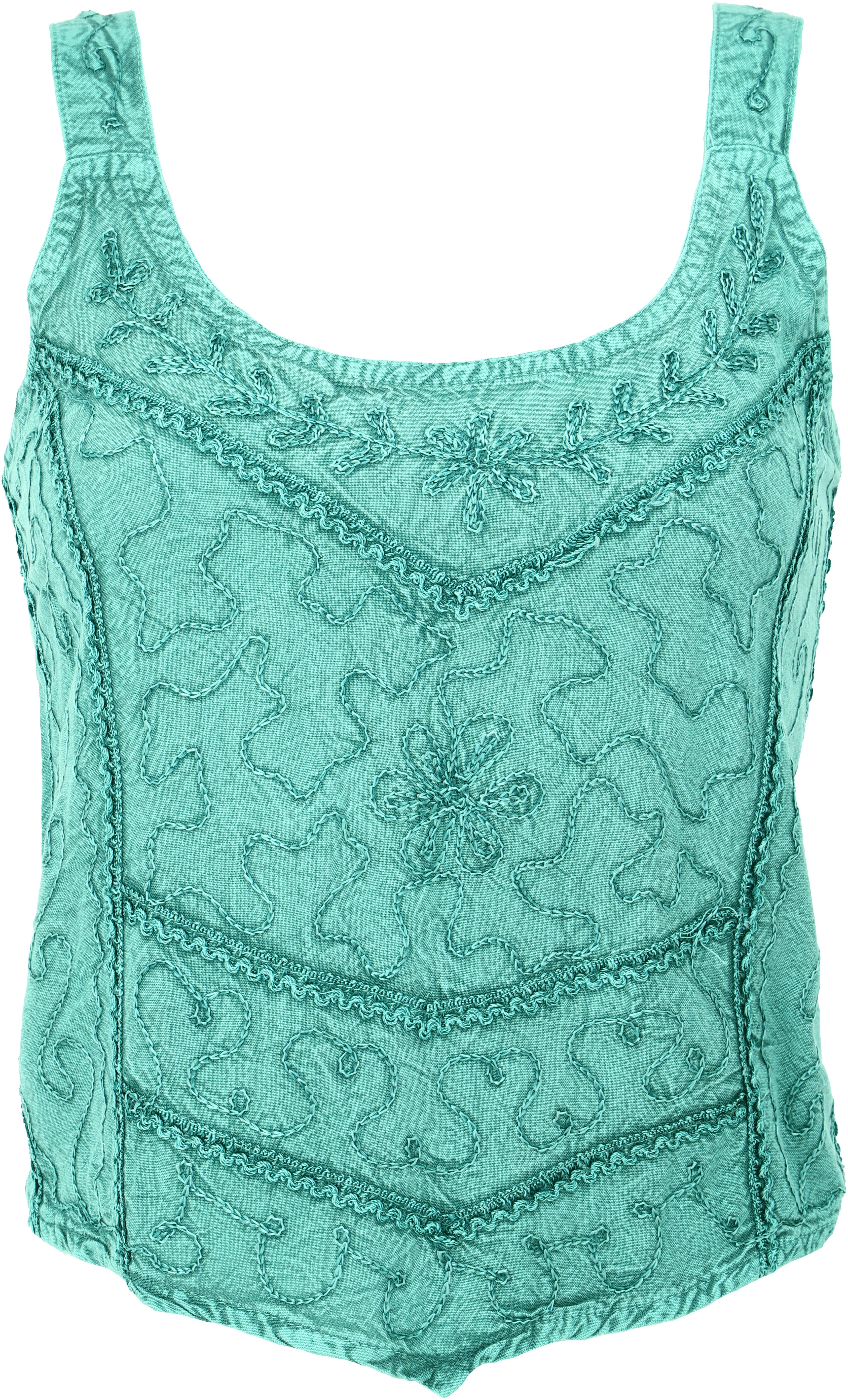 Guru-Shop T-Shirt Besticktes Top Boho chic, Hippie Top - aqua Festival, Eth günstig online kaufen