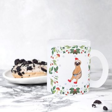 Mr. & Mrs. Panda Teeglas Faultier Kakao - Transparent - Geschenk, Weihnachten, Teeglas, Teetas, Premium Glas, Liebevolle Gestaltung