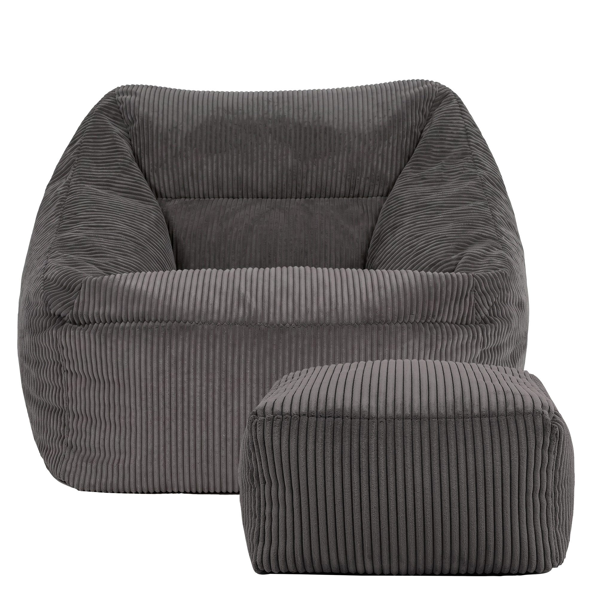 icon Sitzsack Riesen Sessel aus Cord Flauschig „Natalia" mit Hocker (Spar-Set, 1 x Sitzsack-Sessel, 1 x Fußhocker), Sitzsack XXL, Made in Germany, für Erwachsen – Bild 4 von 5