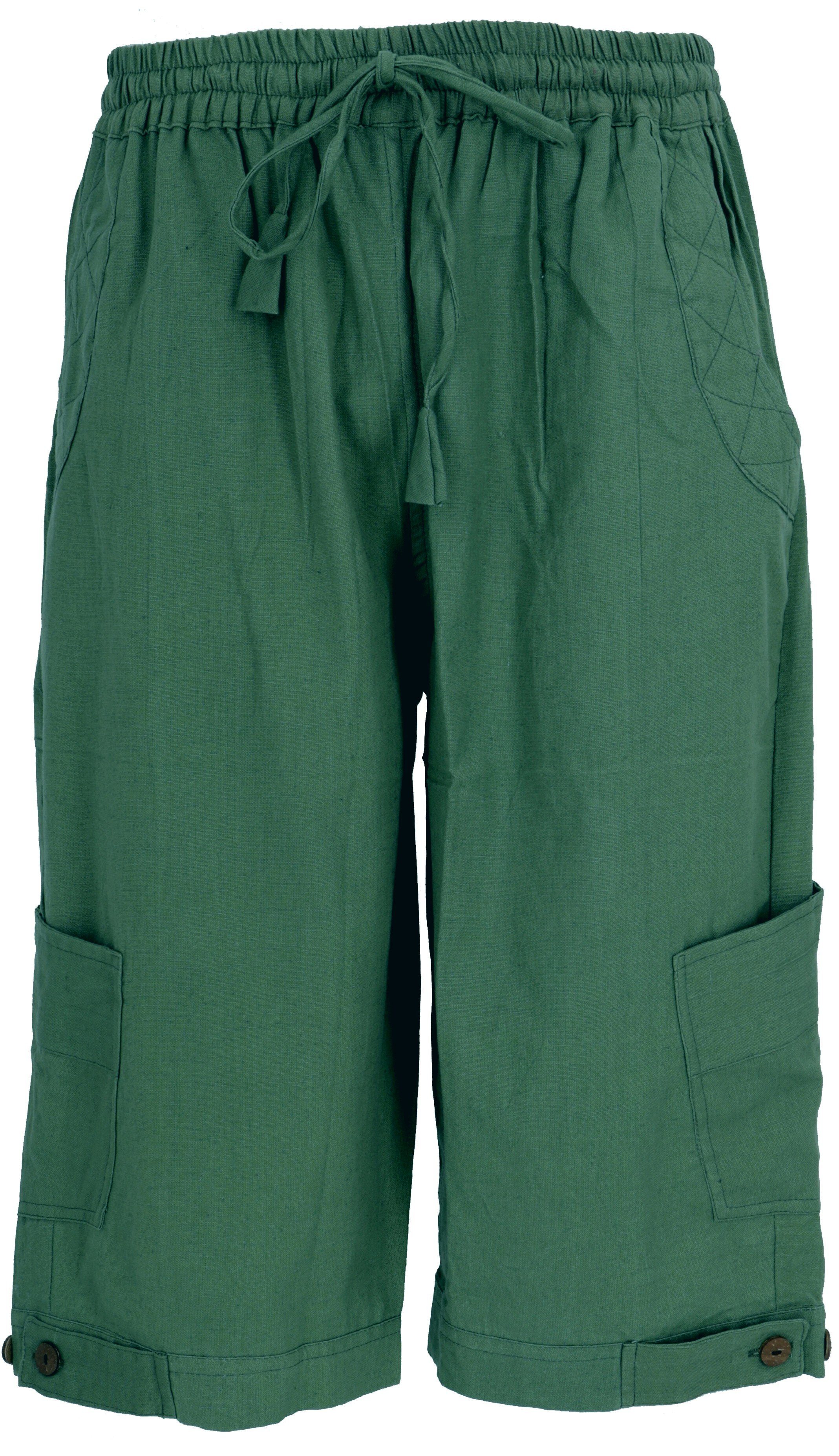 Guru-Shop Relaxhose 3/4 Yogahose, Goa Hose, Goa Shorts - grün Ethno Style, alternative Bekleidung