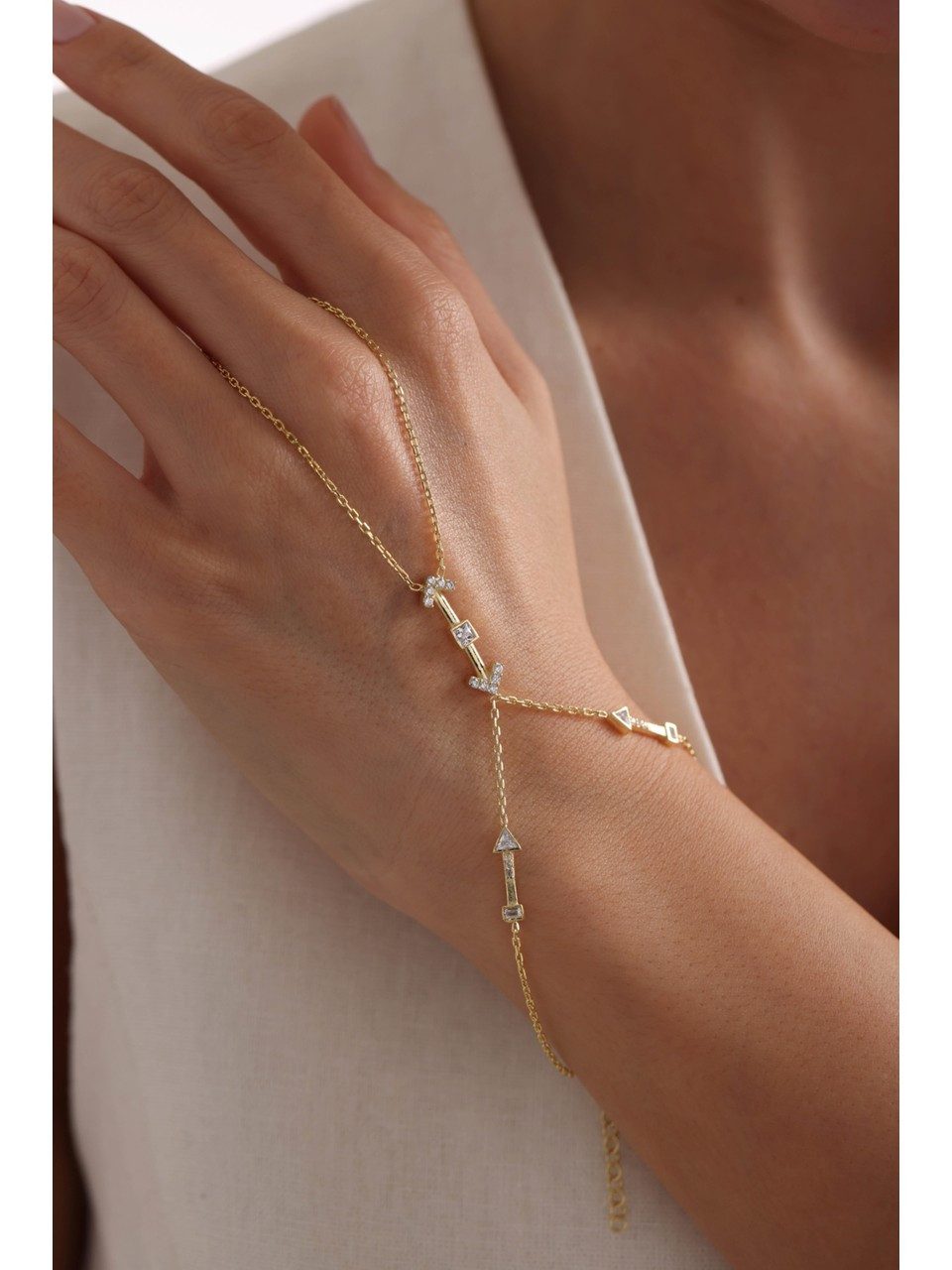 Nisan Ketten und Armband Set, Silber Handkette Goldbeschichtete Şahmeran-Ha günstig online kaufen