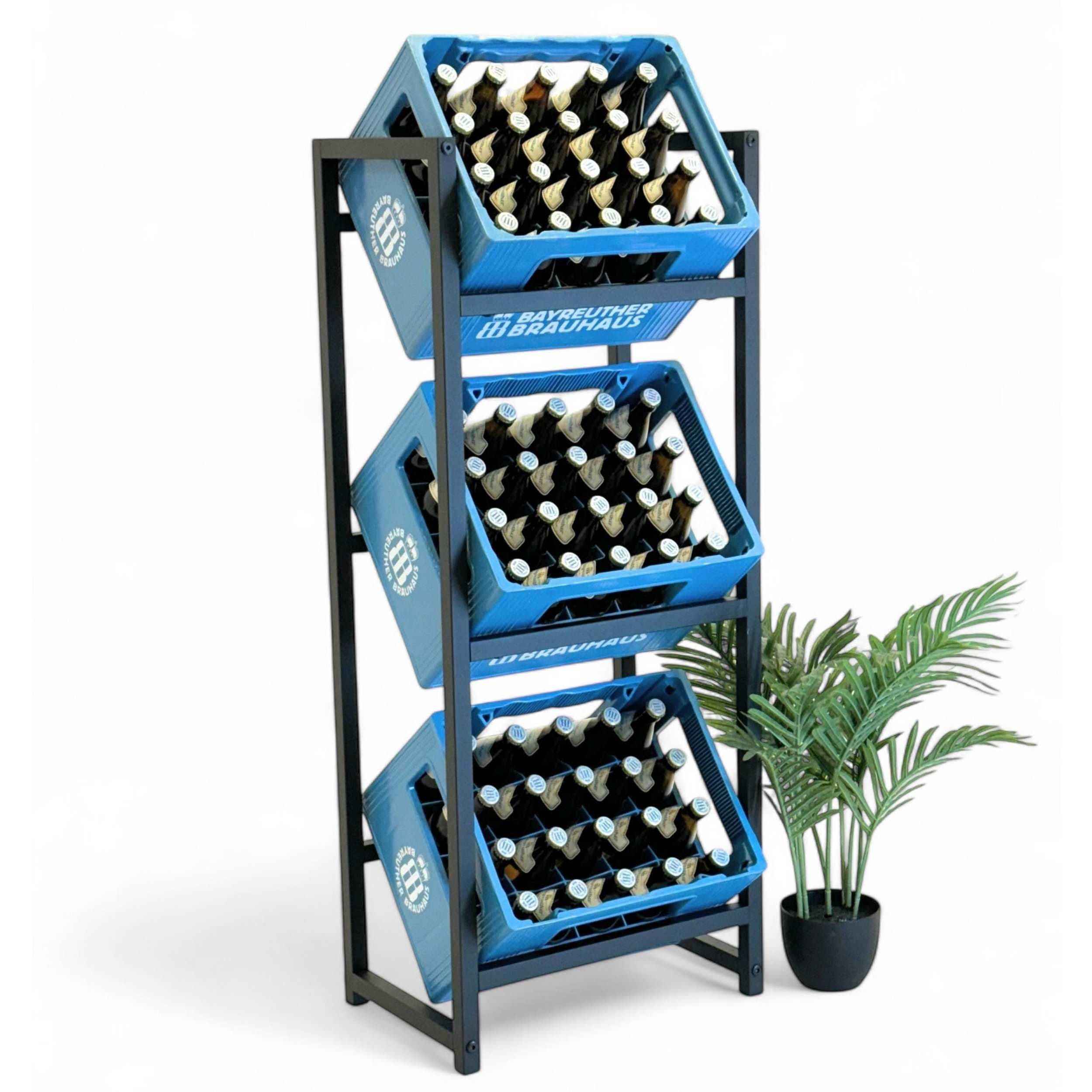 DanDiBo Kastenständer Getränkekistenregal 3 Kisten Schmal Metall Stehend 96599 Kistenregal, Getränkekistenhalter 47 cm Getränkeregal