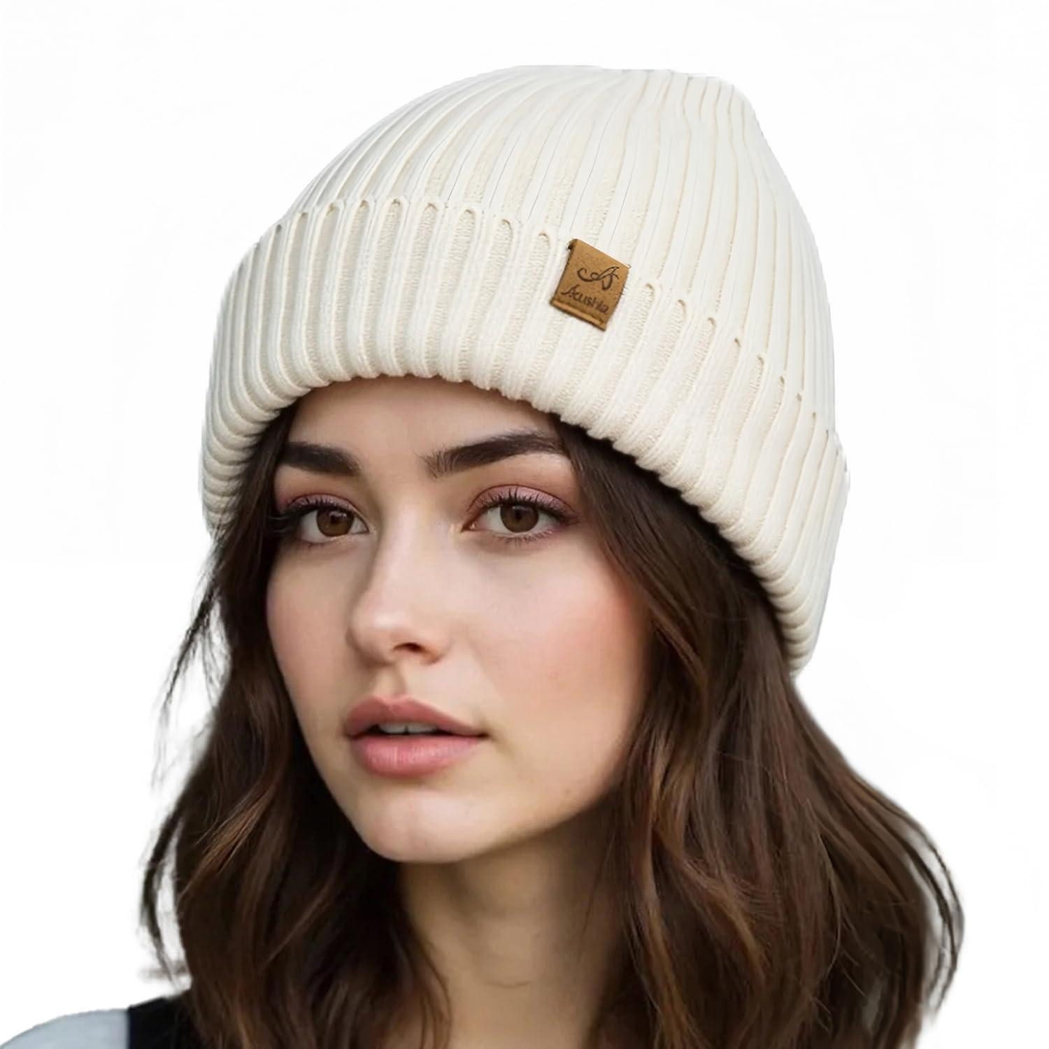 LuxusKollektion Beanie Strickmütze wasserdicht Fleece Milchweiß (1-St)