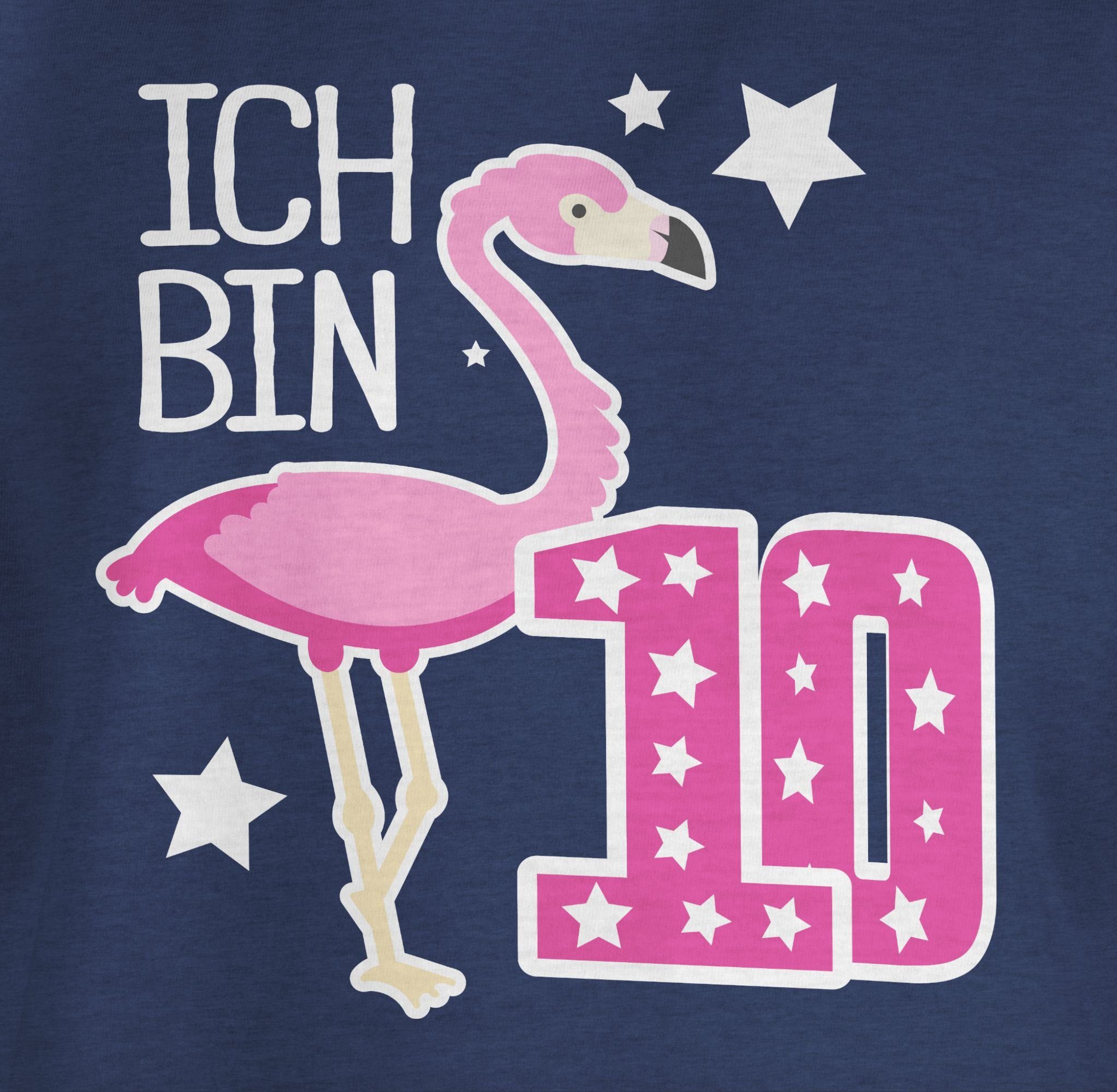 Shirtracer T-Shirt Ich zehn 10. Geburtstag 1 bin Flamingo Meliert Dunkelblau