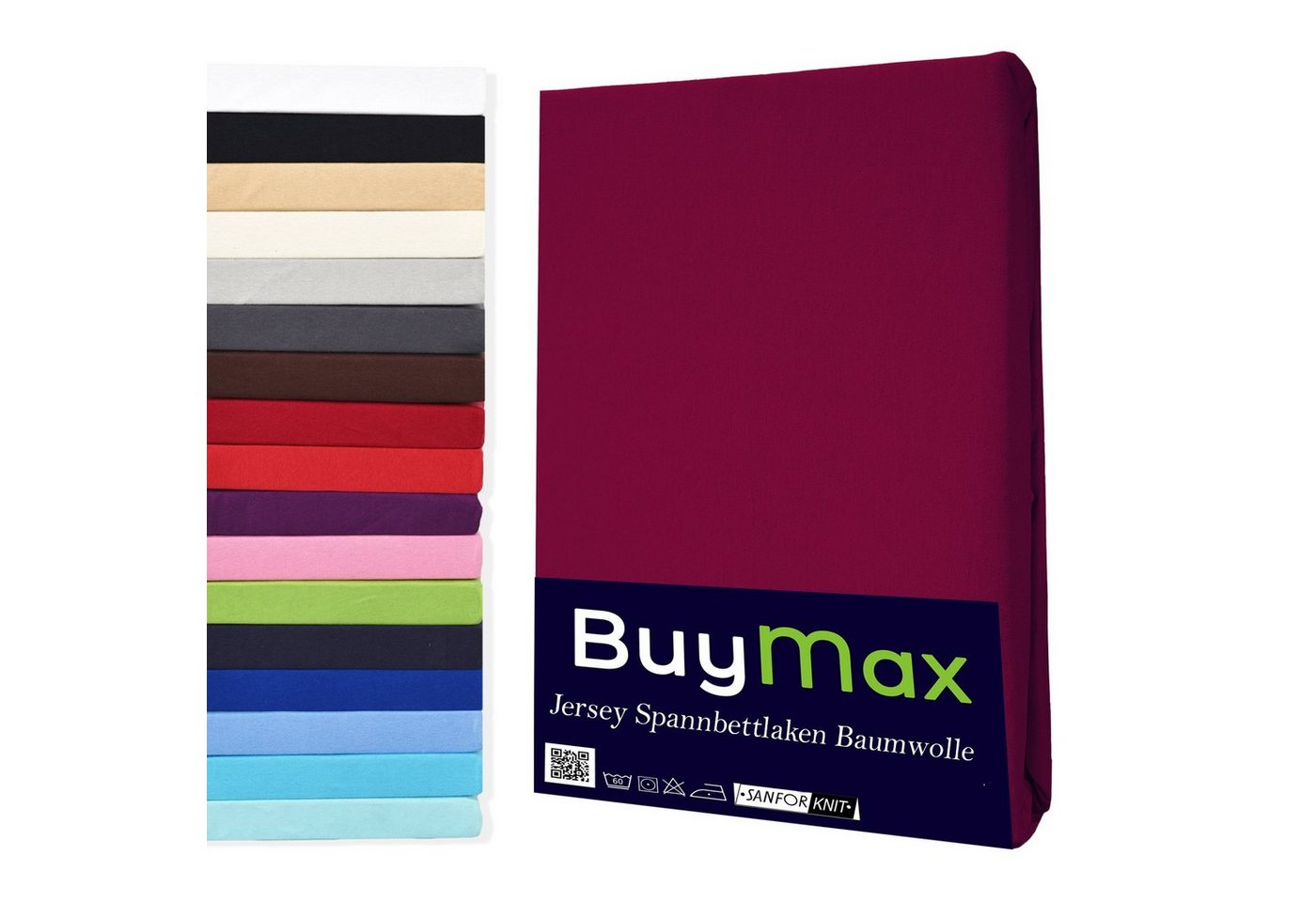 Buymax Spannbettlaken Buymax Jersey aus 100% Baumwolle, Jersey, Gummizug: Rundumgummi, (1 Stück), Pflegeleicht und Atmungsaktiv in Verschiedenen Farben und Größen