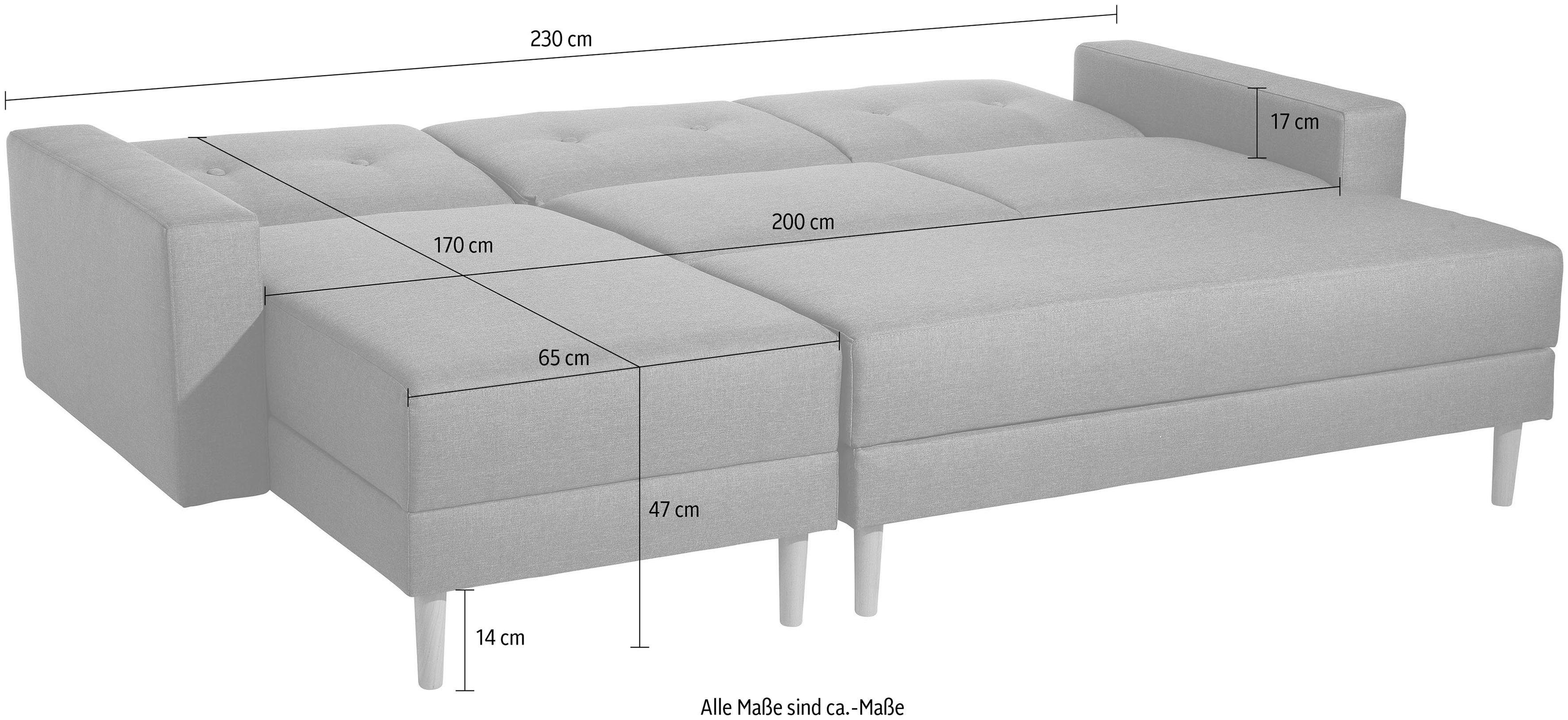 Max Schlafsofa Winzer® Rückenverstellung, Chill, Just Ecksofa Recamiere, inklusive Stauraumhocker mit