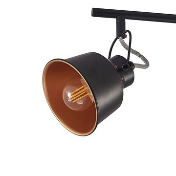 Lindby Strahler Mirlinda, Industrielles Design, Stahl, Schwarz matt, gold, 3 flammig, E14