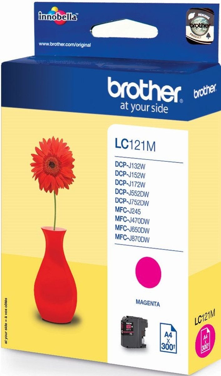 Brother Tintenpatrone Brother LC-121M magenta (ca. 300 Seiten) (5 Stück) Nachfülltinte (x)