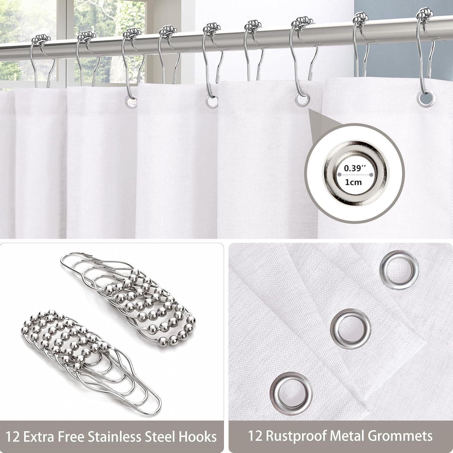 LuxusKollektion Duschvorhang Duschvorhang Leinen Metall Duschvorhangringe Anti Schimmel Badewanne