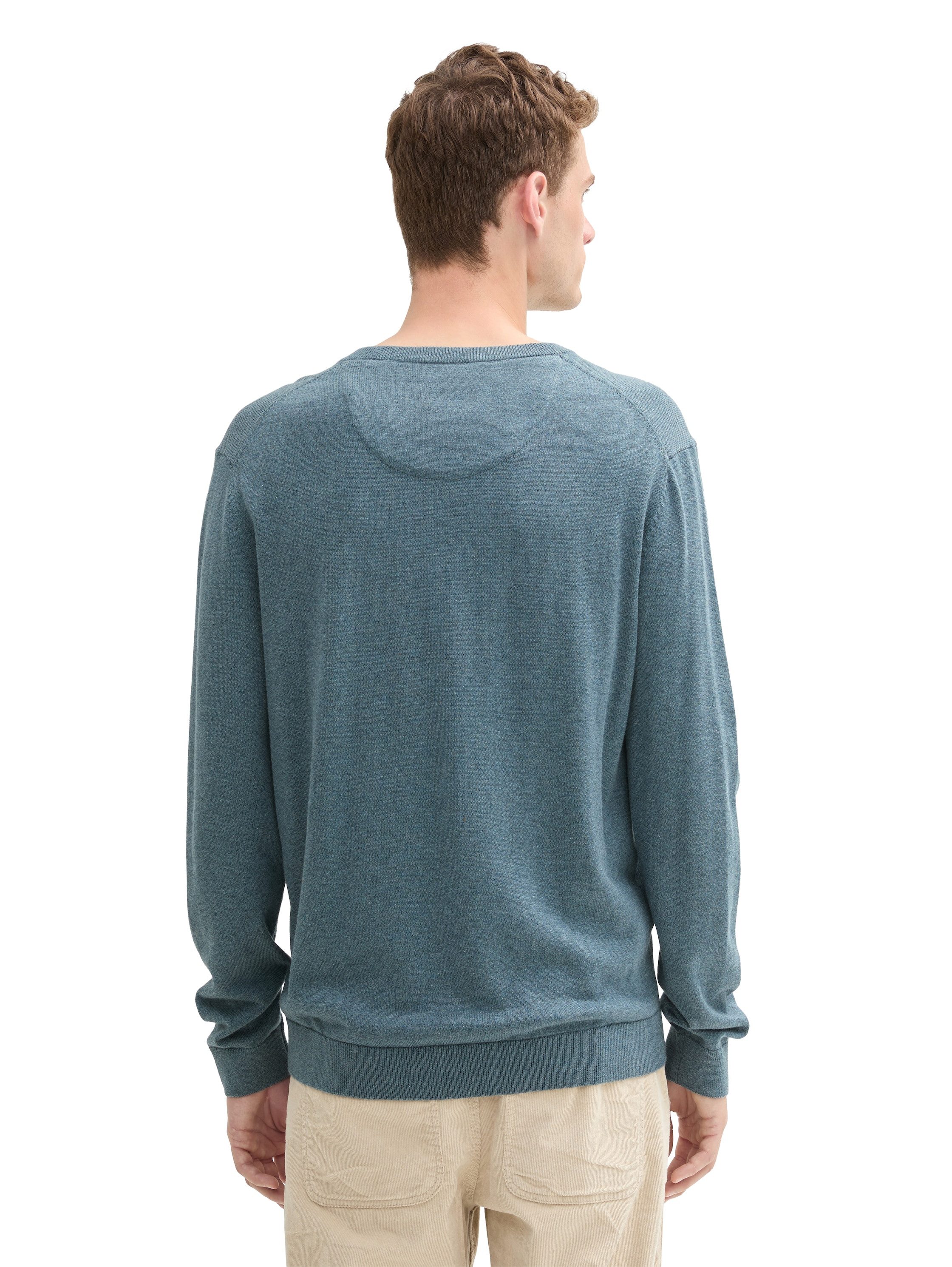 TOM TAILOR V-Ausschnitt-Pullover mit kleiner Logo-Stickerei günstig online kaufen