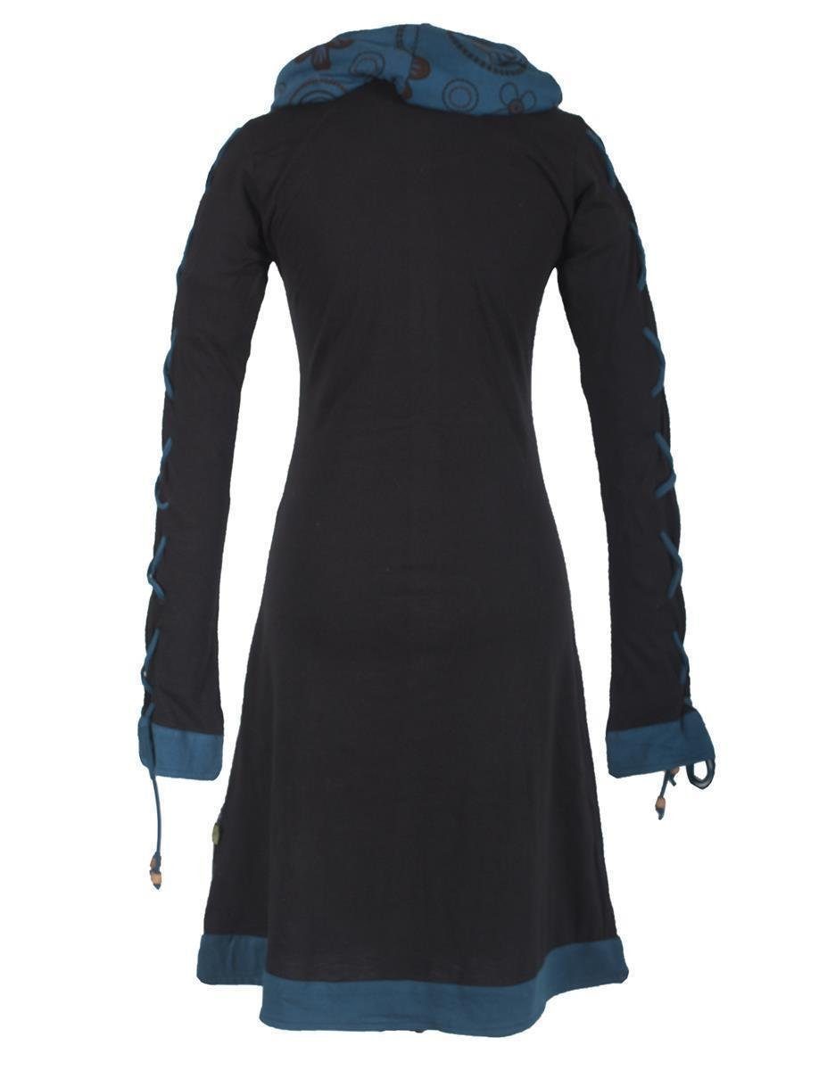 Vishes Midikleid Bedrucktes Blumen Kleid mit Schalkragen - Schnüren Ethno, günstig online kaufen