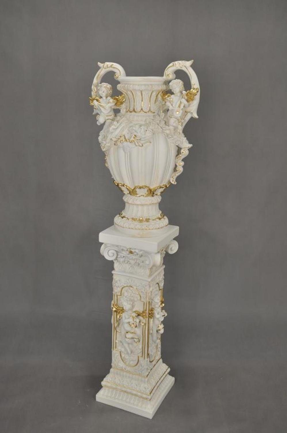 Blumen Deko Design JVmoebel Skulptur 70cm Handarbeit Pokal Vasen Topf Vase Kelch XXL Beige