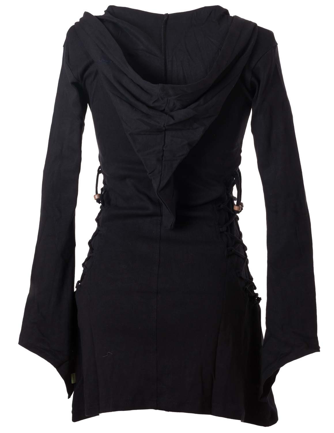 Vishes Zipfelkleid Elfenkleid mit Zipfelkapuze Bändern zum Schnüren Ethno, Hoody, Gothik Style