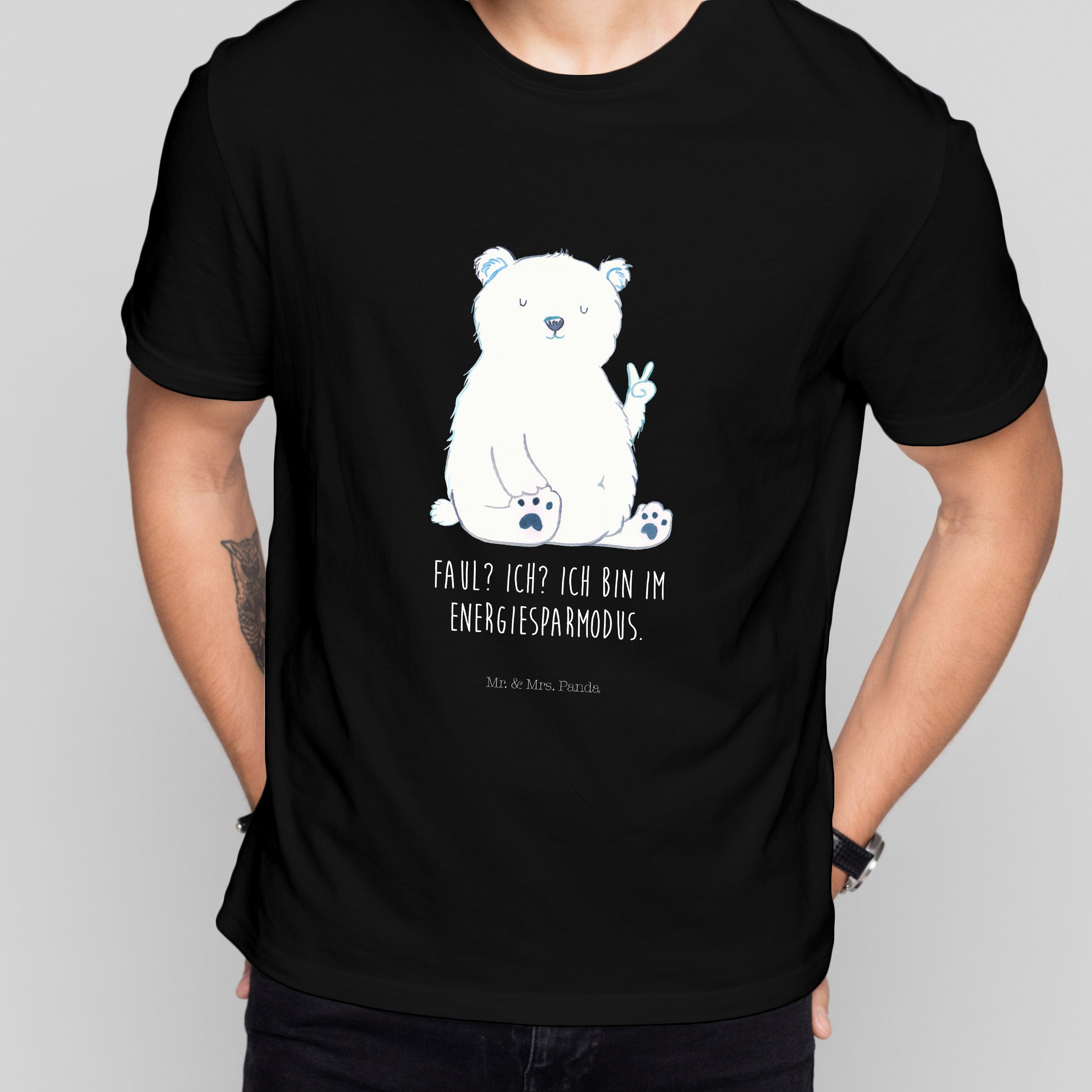 Mrs. Shirt, (1-tlg) Teddybär, Faul - Teddy, Relaxen, Ho Geschenk, - Mr. T-Shirt & Schwarz Panda Eisbär