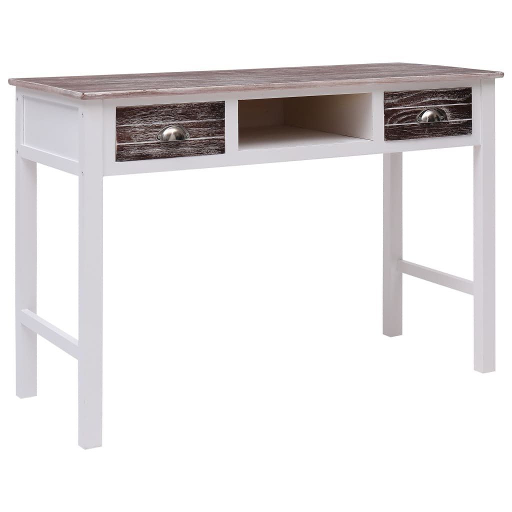 vidaXL Schreibtisch Schreibtisch Braun 110 × 45 × 76 cm Holz Weiß und braun | Weiß und braun | Schreibtische