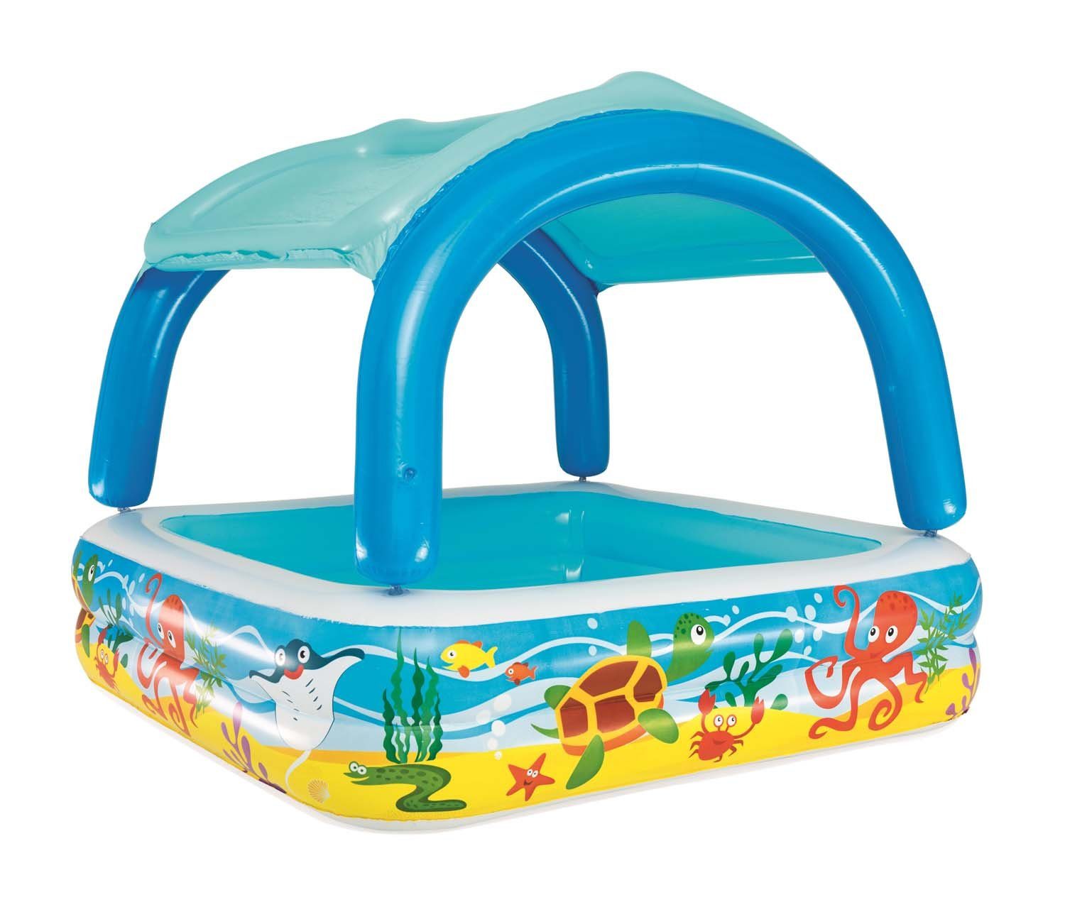 Bestway Planschbecken Bestway Planschbecken mit Sonnendach - Aufblasbarer Kinderpool Pool