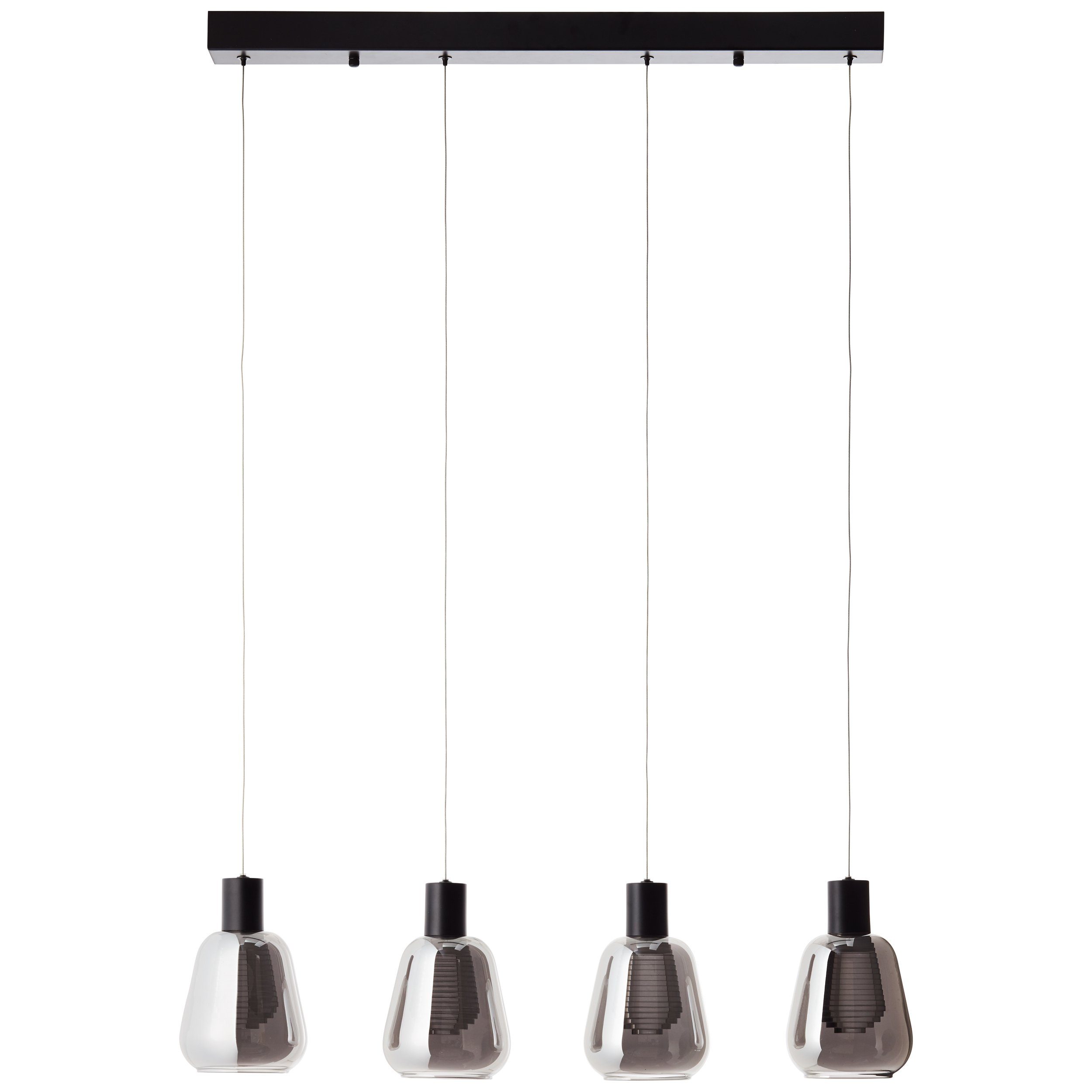 Carlson Glas/Metall/Kunststo Pendelleuchte schwarz/rauchglas, 4flg Carlson, Brilliant Pendelleuchte LED