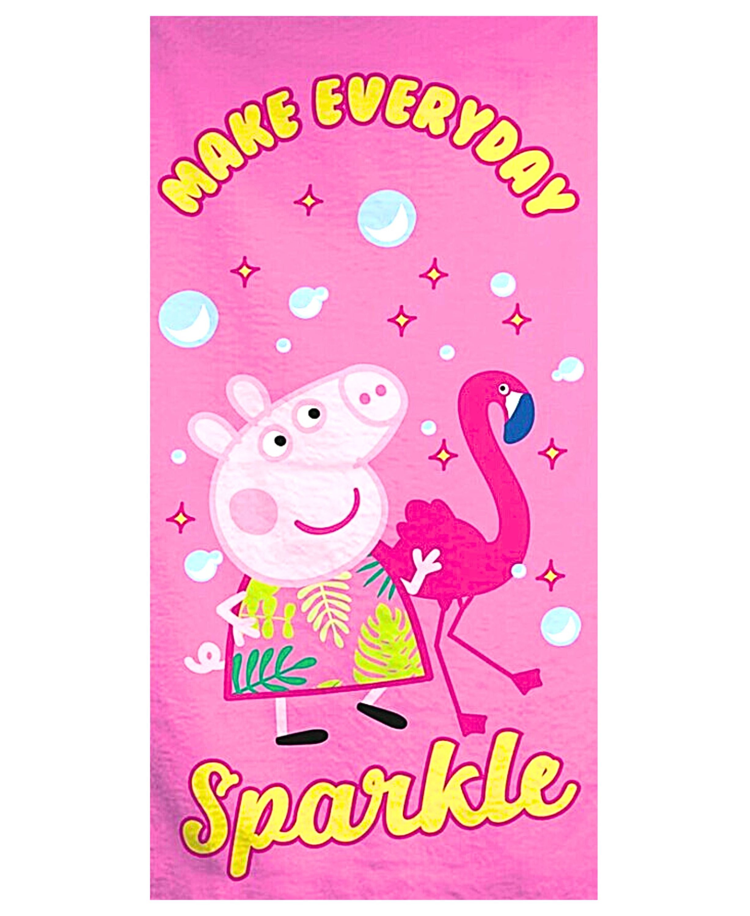 Peppa Pig Badetuch MAKE EVERYDAY SPARKLE - Peppa Wutz, Mikrofaser, Kinder Strandtuch 70 x 140 cm